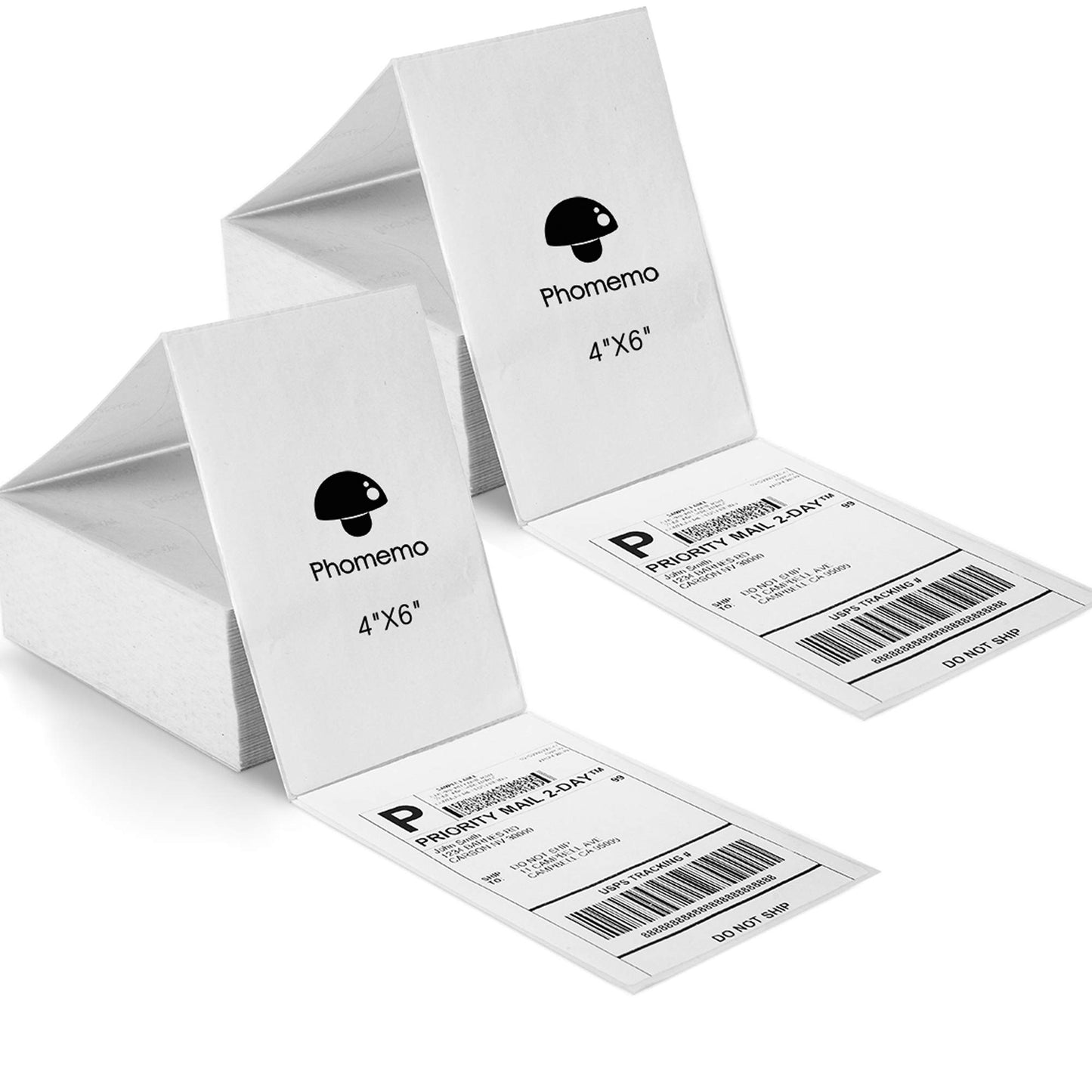 Phomemo Thermische Direct Shipping Labels, 1000 stuks, 4 x 6 cm, zelfklevend thermisch verzendlabelpapier, geschikt voor expresbedrijven, compatibel met desktoplabelprinters, 1000 vouwetiketten