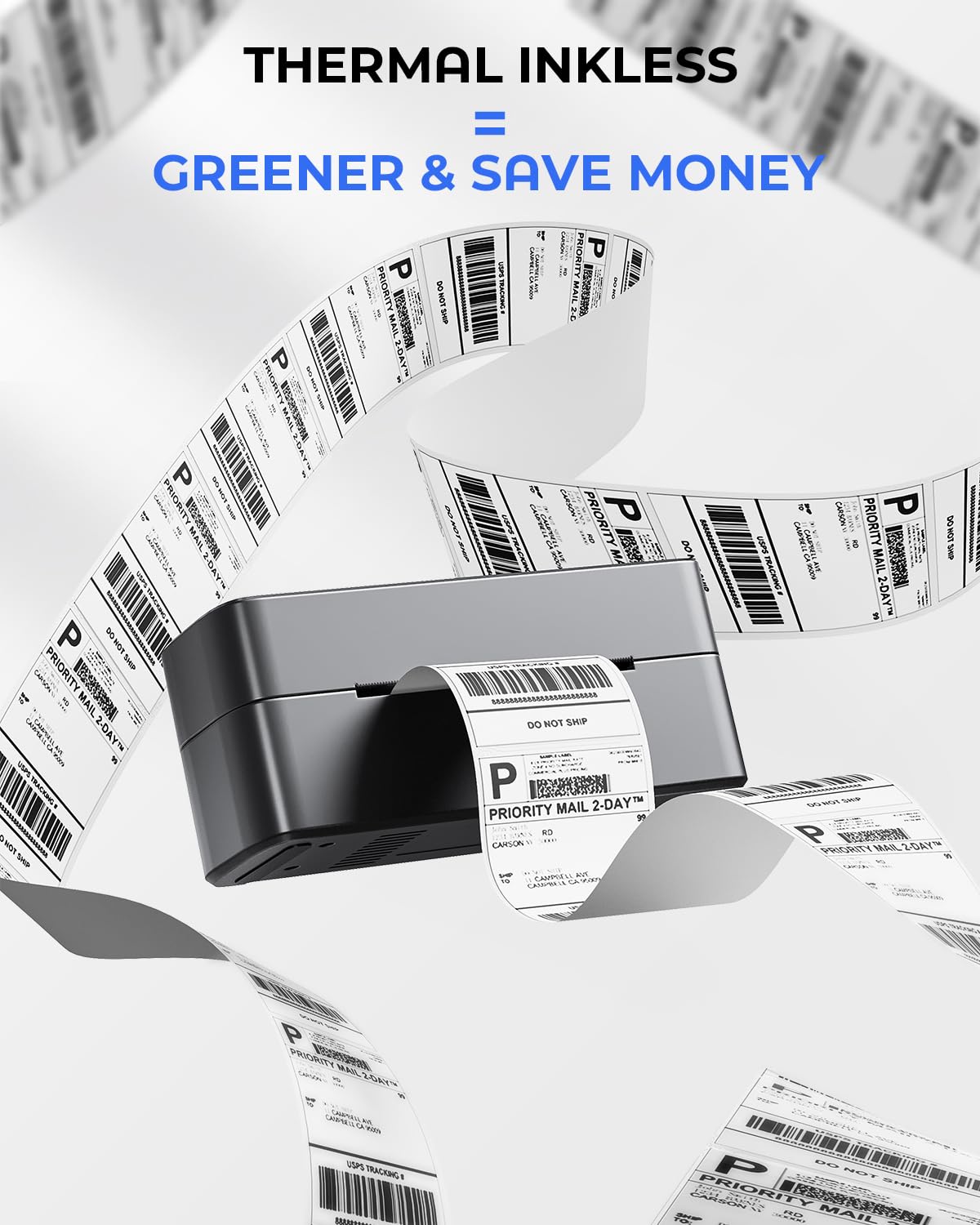 Phomemo 4x6 Shipping Label Printer - 241BT Bluetooth Thermal Label Printer Compatible with iOS&Android, Windows, Mac, Chrome OS, Wireless Thermal Printer for Small Business, Barcode, Packages - Black