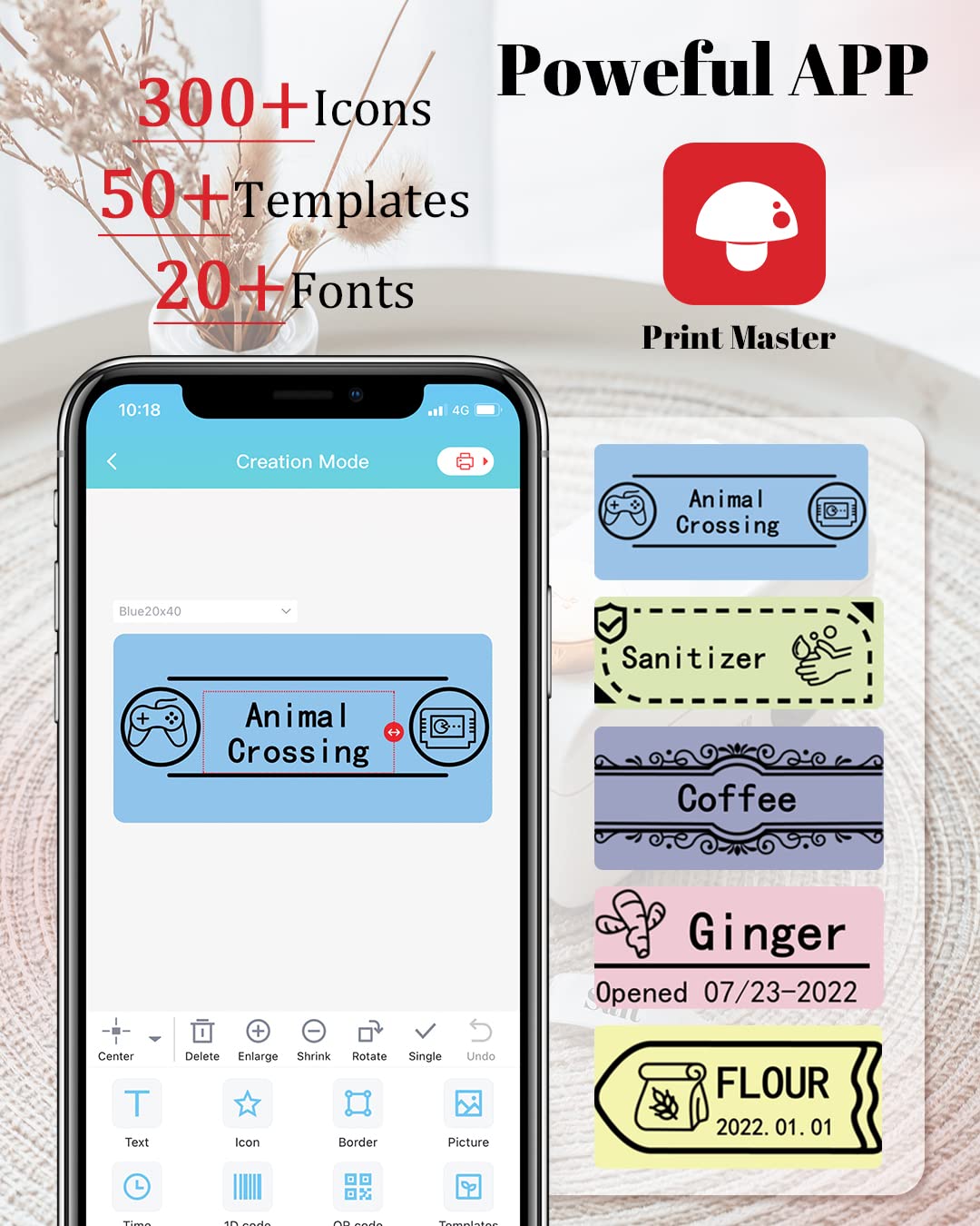 Label Maker -Phomemo D50 Mini Label Makers Portable Bluetooth Label Maker Machine,16-24mm Print Width for Organization,Office,Home, USB Rechargeable,Support iOS & Android