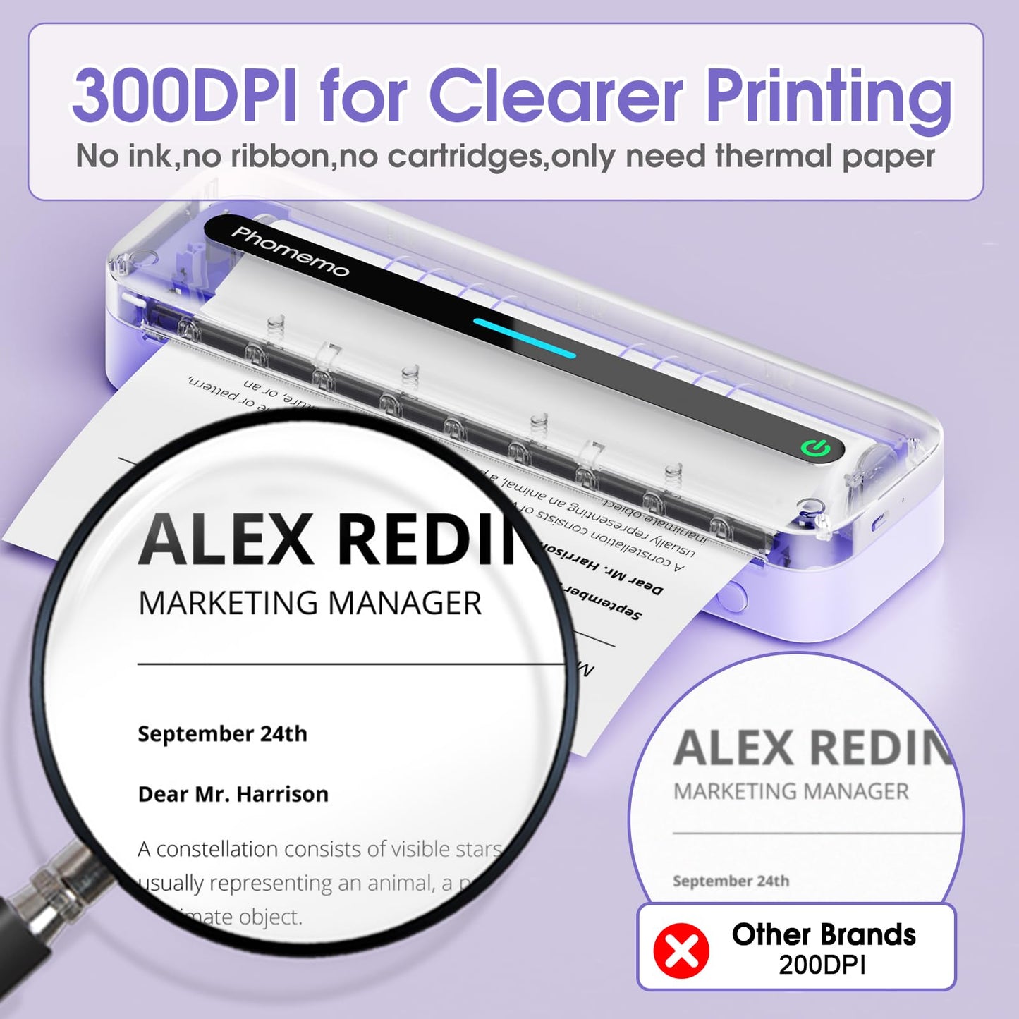 Phomemo Portable Printers Wireless for Travel, Inkless Thermal Printer, M832 Compact Bluetooth Printer for Phone Laptop, Small Mobile Printer Support 8.5''x11''/A4/4.33''/3.15''/2.08'' Thermal Paper