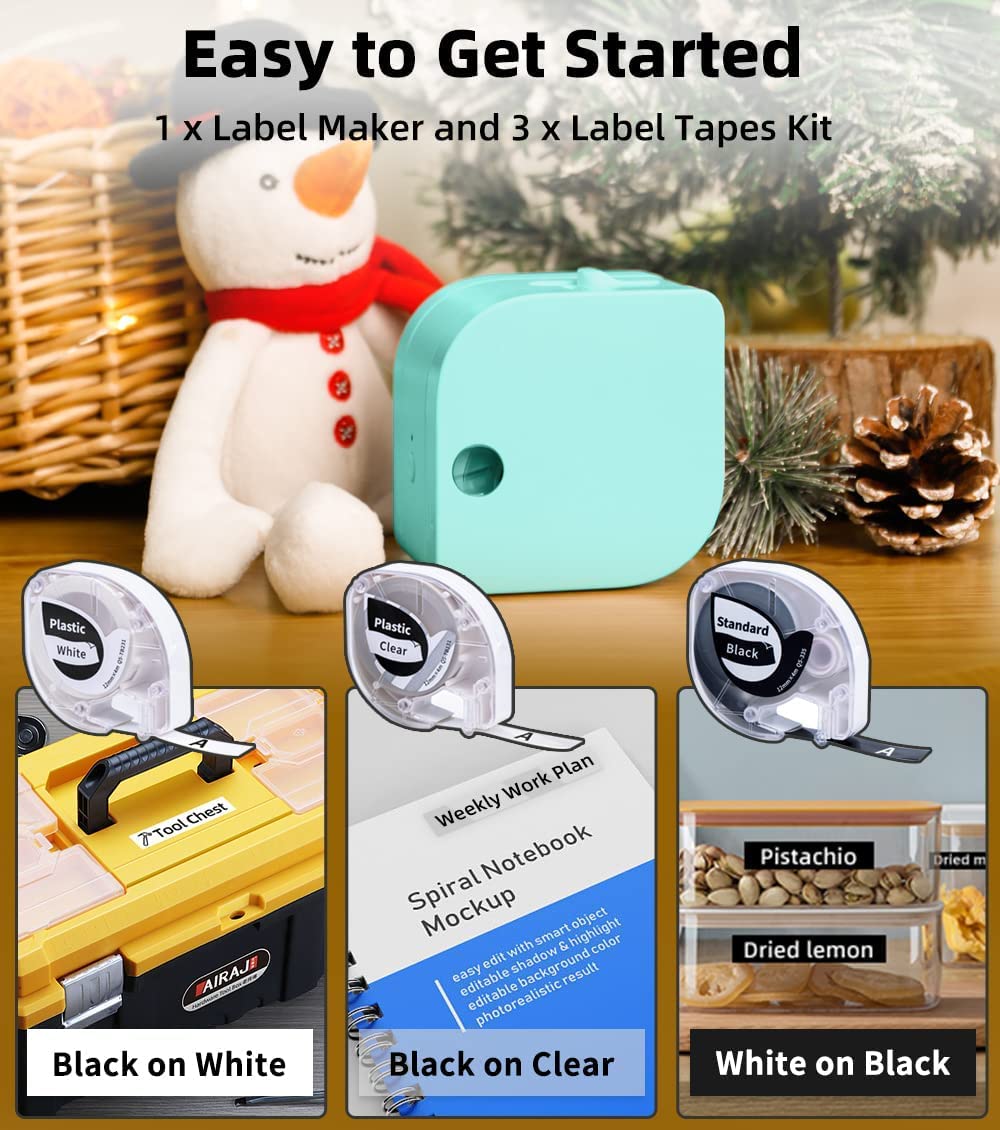 Phomemo P12 Pro Label Maker, Label Maker Machine with Tape, Mini Bluetooth Label Printer Rechargeable with Multiple Fonts Stickers Border, Sticker Maker Labeler for Home Office Gift Cloth Organization