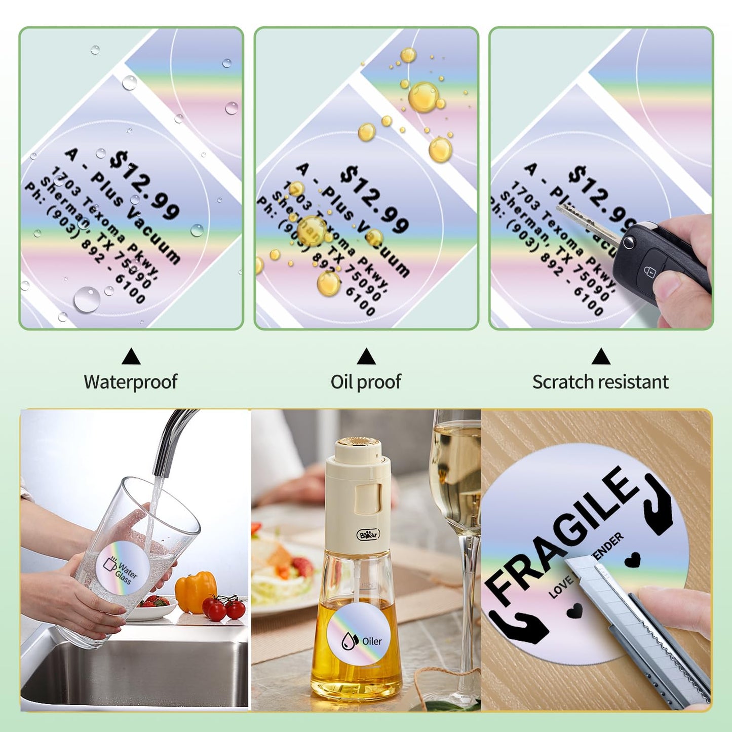 Phomemo Runde Thermo Laser Etiketten -Multifunktionale selbstklebende Etiketten,50x50mm(1.96'' x 1.96''),140 Etiketten/Rolle, Laseretiketten für Phomemo M220 M110 M221 M120 M200 Etikettendrucker
