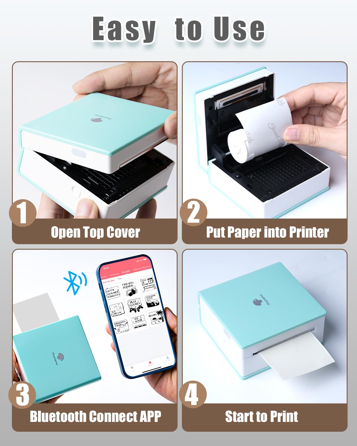 Phomemo Semi-Translucent Self-Adhesive Thermal Sticker Paper, Compatible With Phomemo M02/M02S/T02/M832 Thermal Printer, 50mm x 2.5m, 3 Rolls