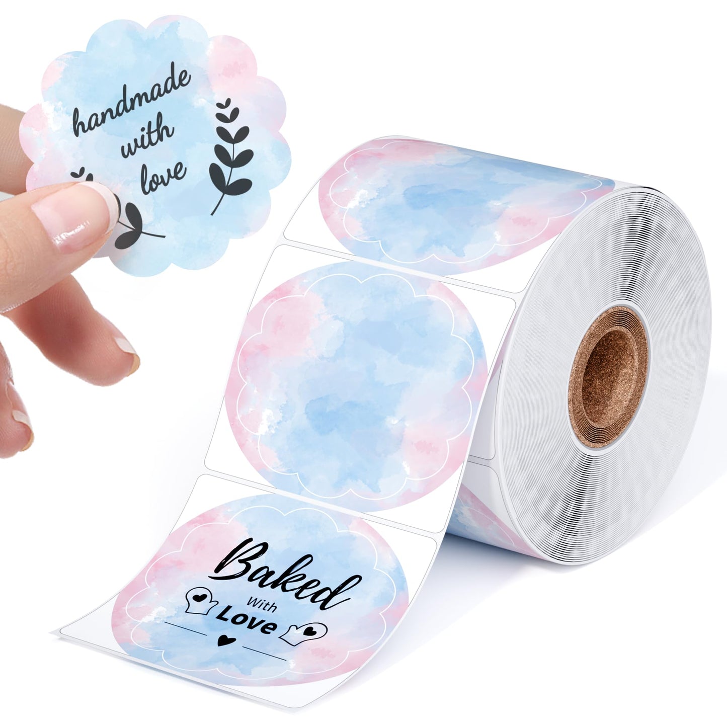 Phomemo Thermische Star Colour etiketten - 50 x 50 mm, multifunctionele zelfklevende etiketten, gekleurde ronde etiketten, 500 etiketten/rol, roze