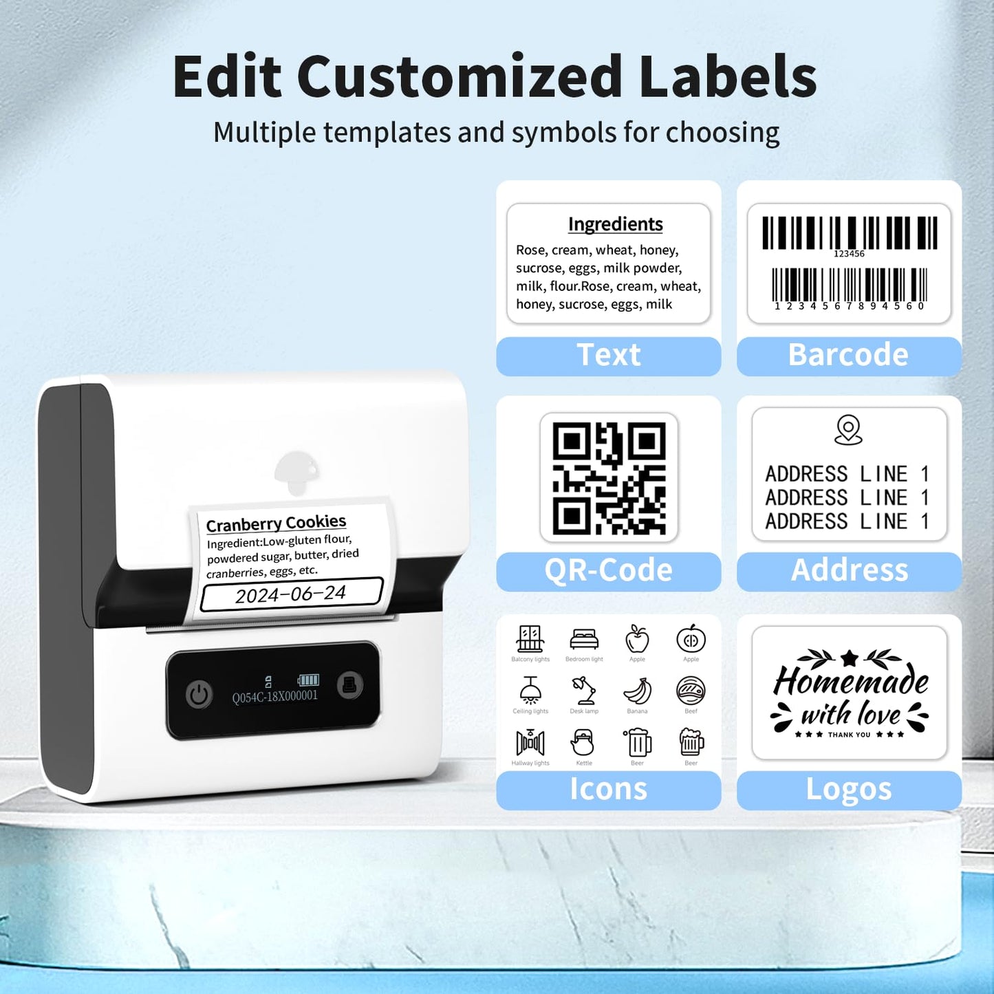 Phomemo Bluetooth Label Printer - M221 Label Maker Machine, Portable Thermal Label Printer, Rechargeable Label Maker Compatible with PC IOS Android,for Address,Barcode,Home,Office,with 3 Rolls Labels