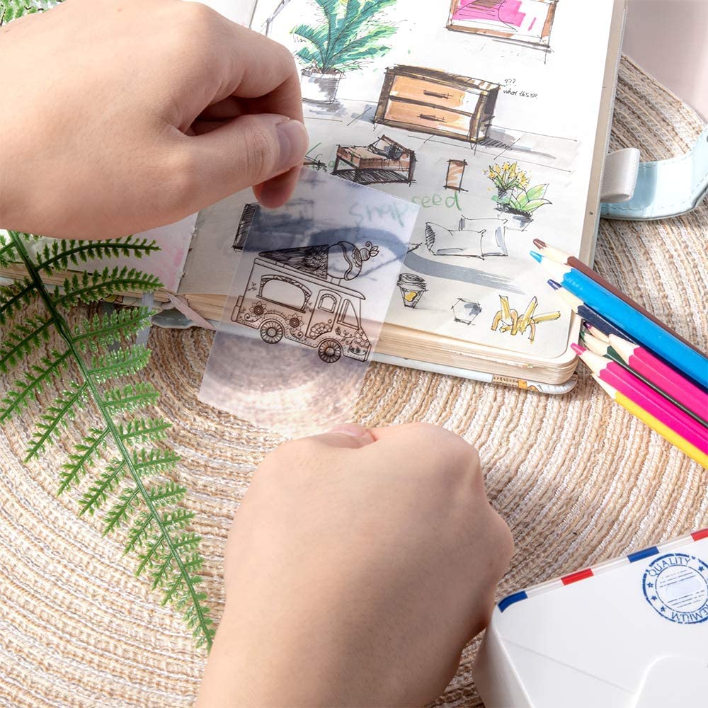 Phomemo 53mm Transparent Printer Paper Compatible for M02/M02S/M02Pro/M03/M03AS/M04S/M04AS Mini Pocket Printer, 3 Rolls of Self-Adhesive Thermal Transparent Sticker Paper, 53mm x 3.5m, 3 Rolls per Box