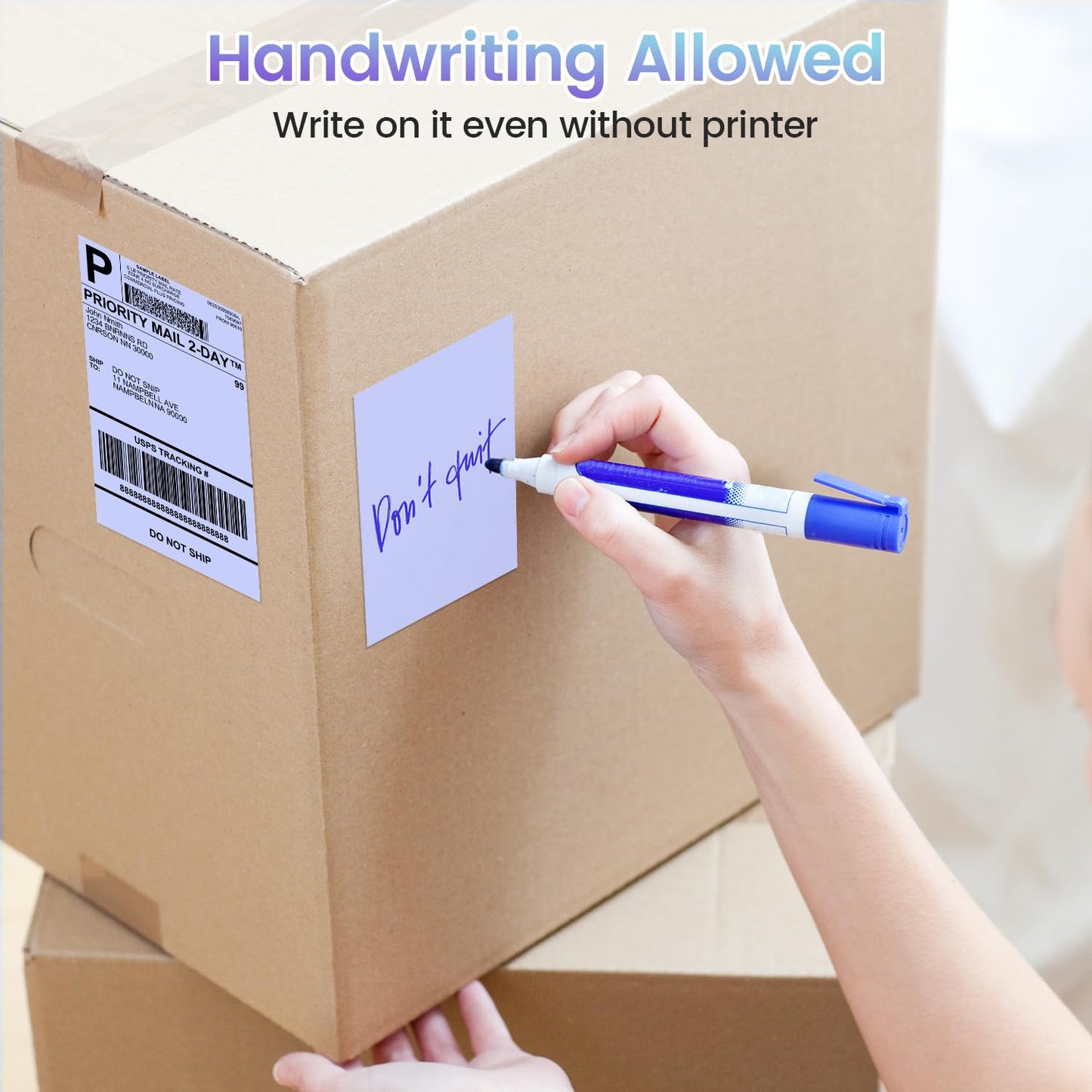 Phomemo 4''x6'' Direct Thermal Shipping Label, Pack of 100 4x6 Thermal Labels Fanfold - for Shipping Labels,Mailing,Address, Product Logo, Barcode Labels,Strong Adhesive (Purple)