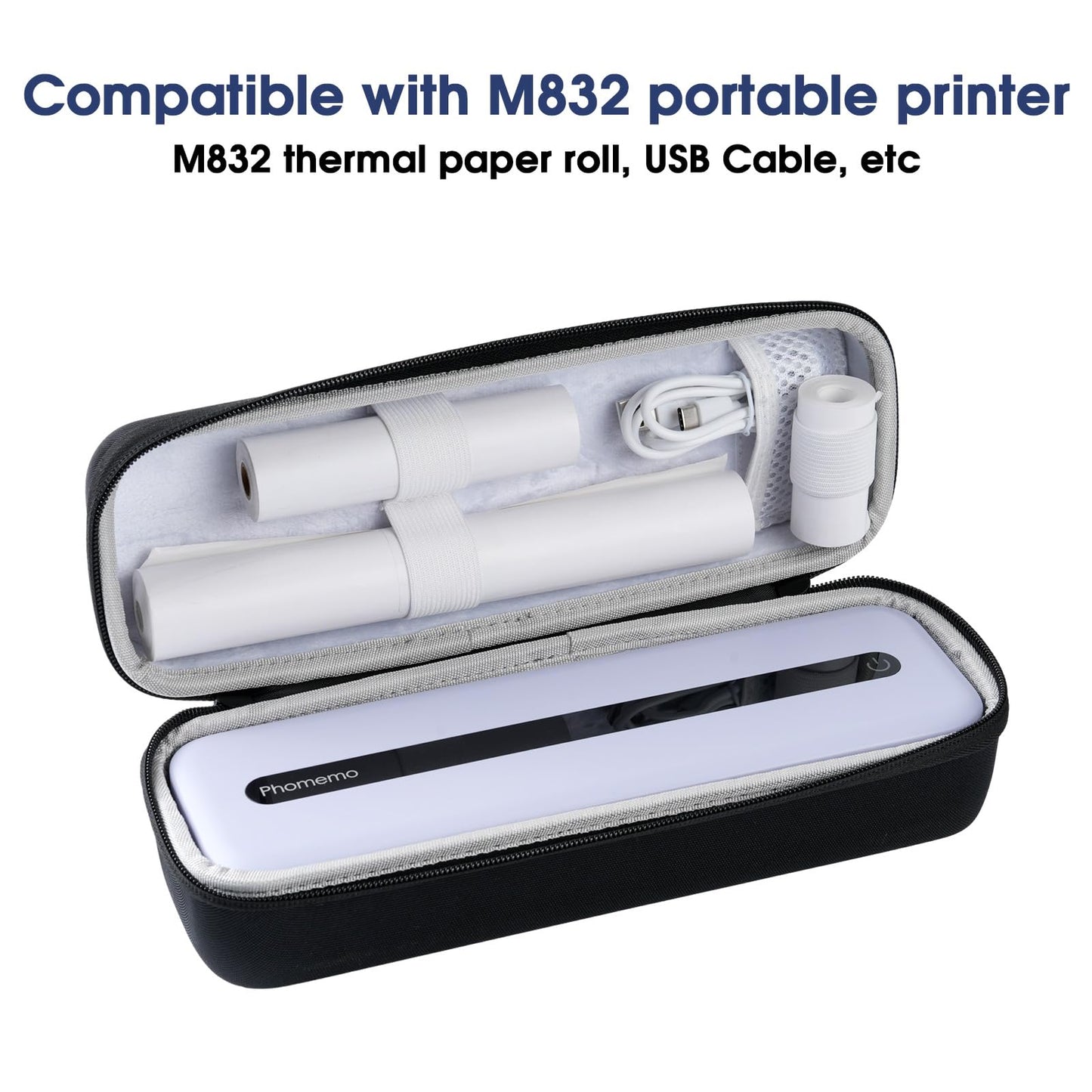 Phomemo Carrying Case, Compatible with M832/M834/M835 Portable Printer, for Wireless Mobile Travel Printer Storage Holder Paper & USB Cable(Box Only)