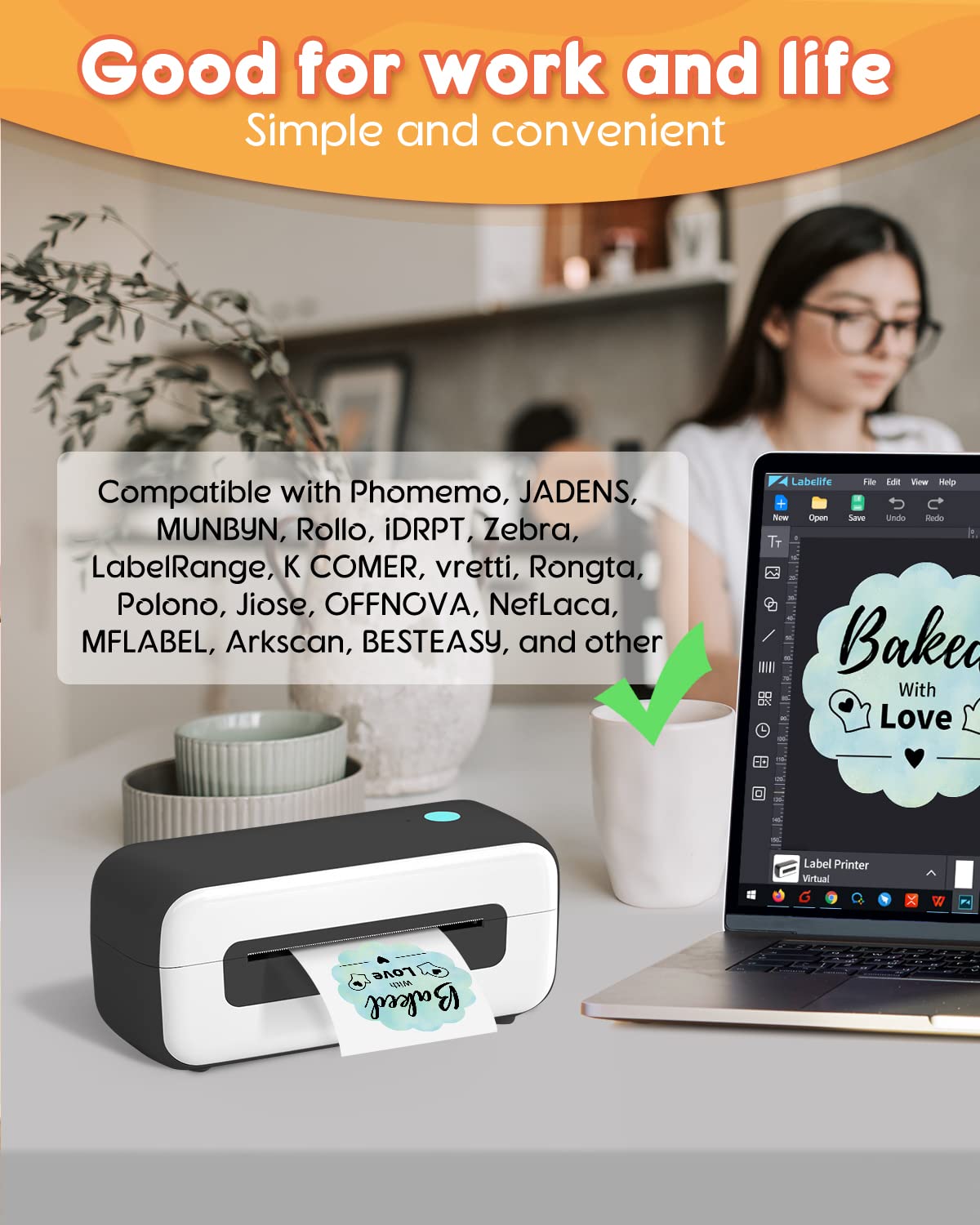 Phomemo 2'' etichette termiche ondulate, autoadesivi adesivi per fiori adesivi adesivi adesivi per carta di ringraziamento, logo, nome, prezzo, indirizzo, codice QR, 500 etichette, blu-verde gradiente