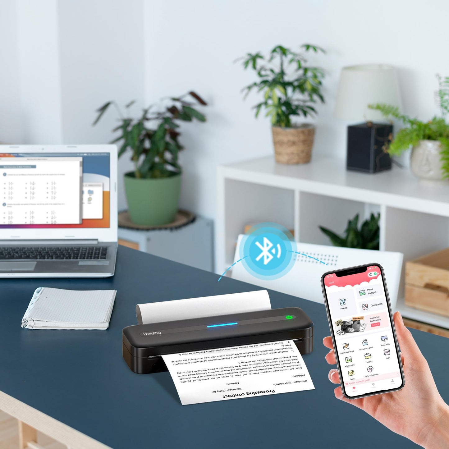 Phomemo A4 Thermodruckpapier 2 Rollen, Kompatibel mit Phomemo M832/M834 Mobiler Drucker f¨¹r Unterwegs, 210x297 mm BPA-freies Thermopapier f¨¹r Reisen, Zuhause, Foto, 20 Blatt/Rolle