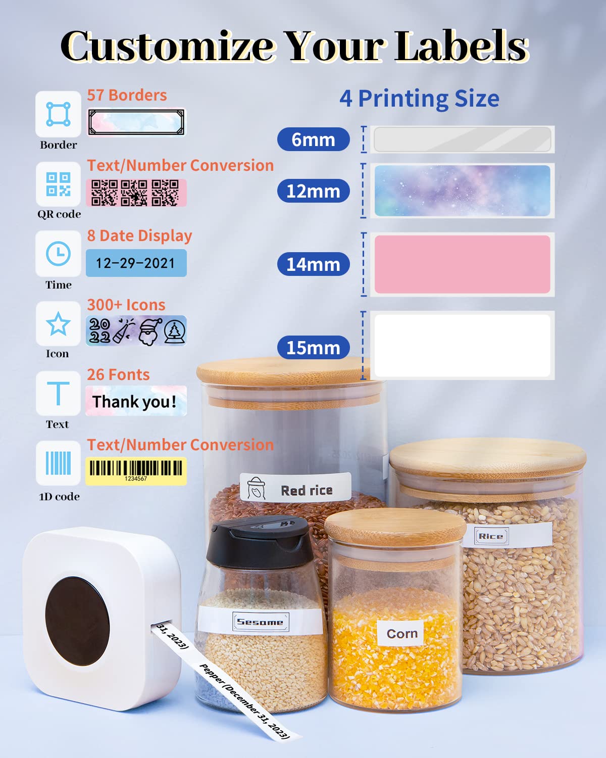 Phomemo Small Label Makers-Phomemo Q30S Mini Label Maker Machine Bluetooth Portable Label Printer Wireless, Handheld Labeler, Easy-to-use for Labelling,Compatible with iOS&Android, White
