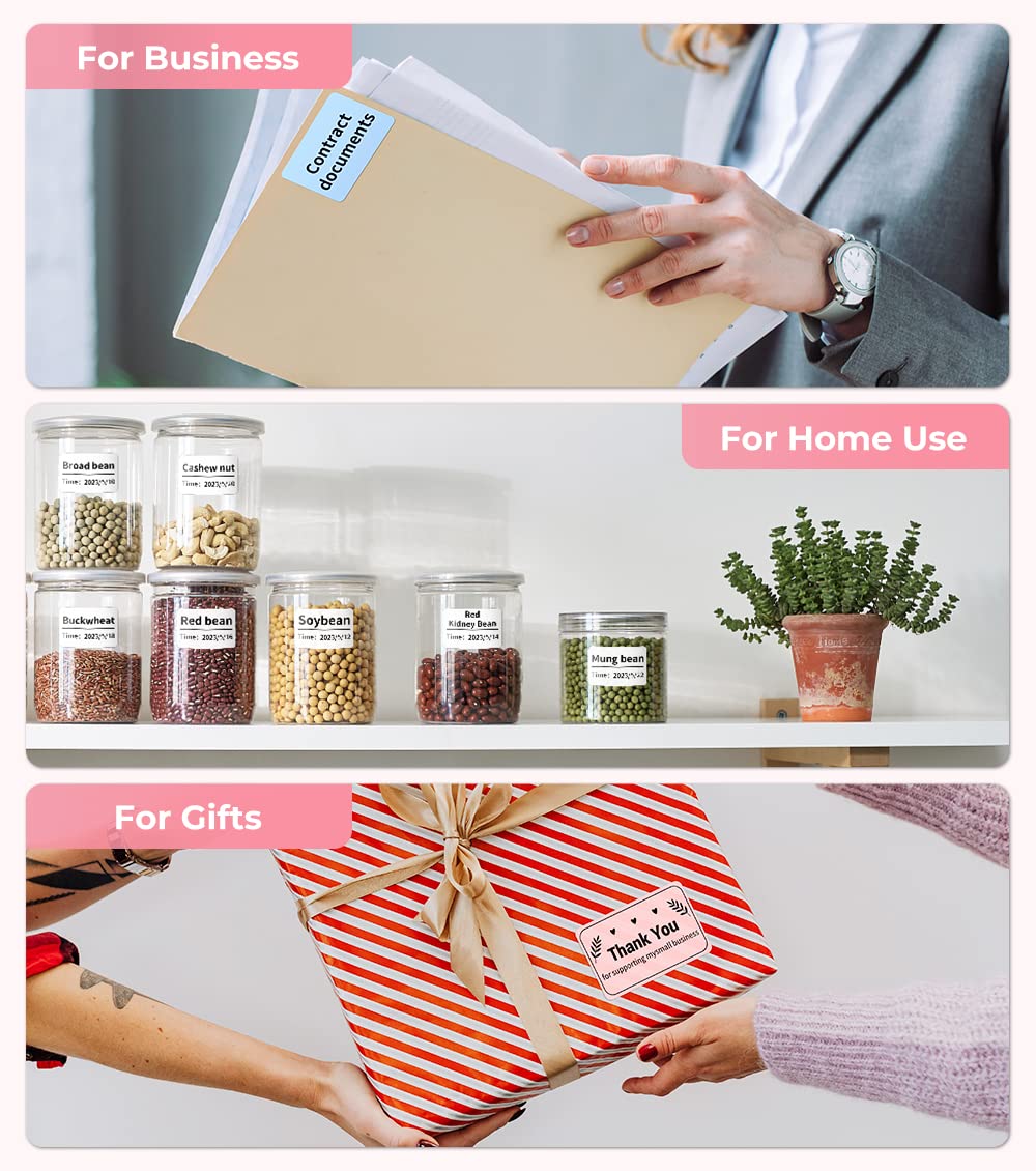 Label Maker Machine Phomemo M110, Label Printer for Small Business, Label Maker Machine with Tape for Barcode, Mailing, Clothing, Thermal Label Printer for Android & iOS, with 1 Roll Thermal Label