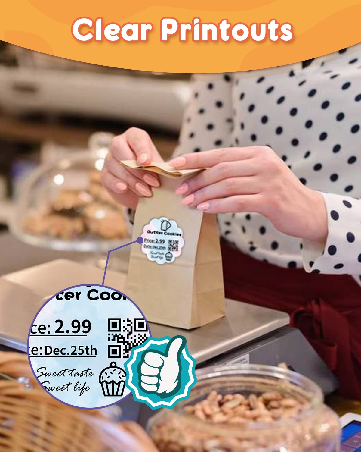 Phomemo 2'' etichette termiche ondulate, autoadesivi adesivi per fiori adesivi adesivi adesivi per carta di ringraziamento, logo, nome, prezzo, indirizzo, codice QR, 500 etichette, gradiente blu-rosa