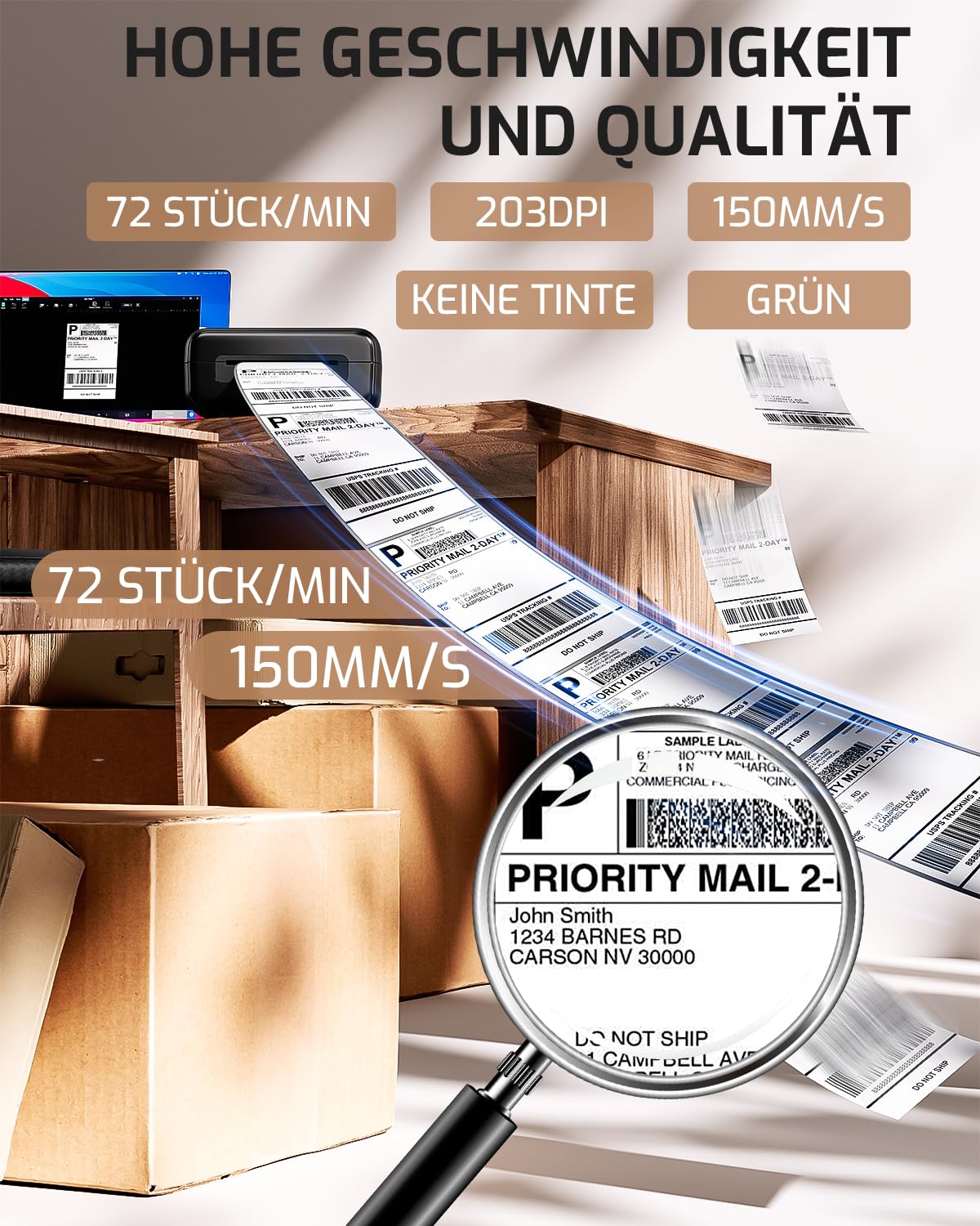 Phomemo Thermal Label Printer USB, Shipping Label Printer 4x6, PM246S Portadres Label Printer Voor Kleine Bedrijven, Compatibel Met Amazon, EBay, Shopify, Etsy, FedEx, UPS (Zwart)