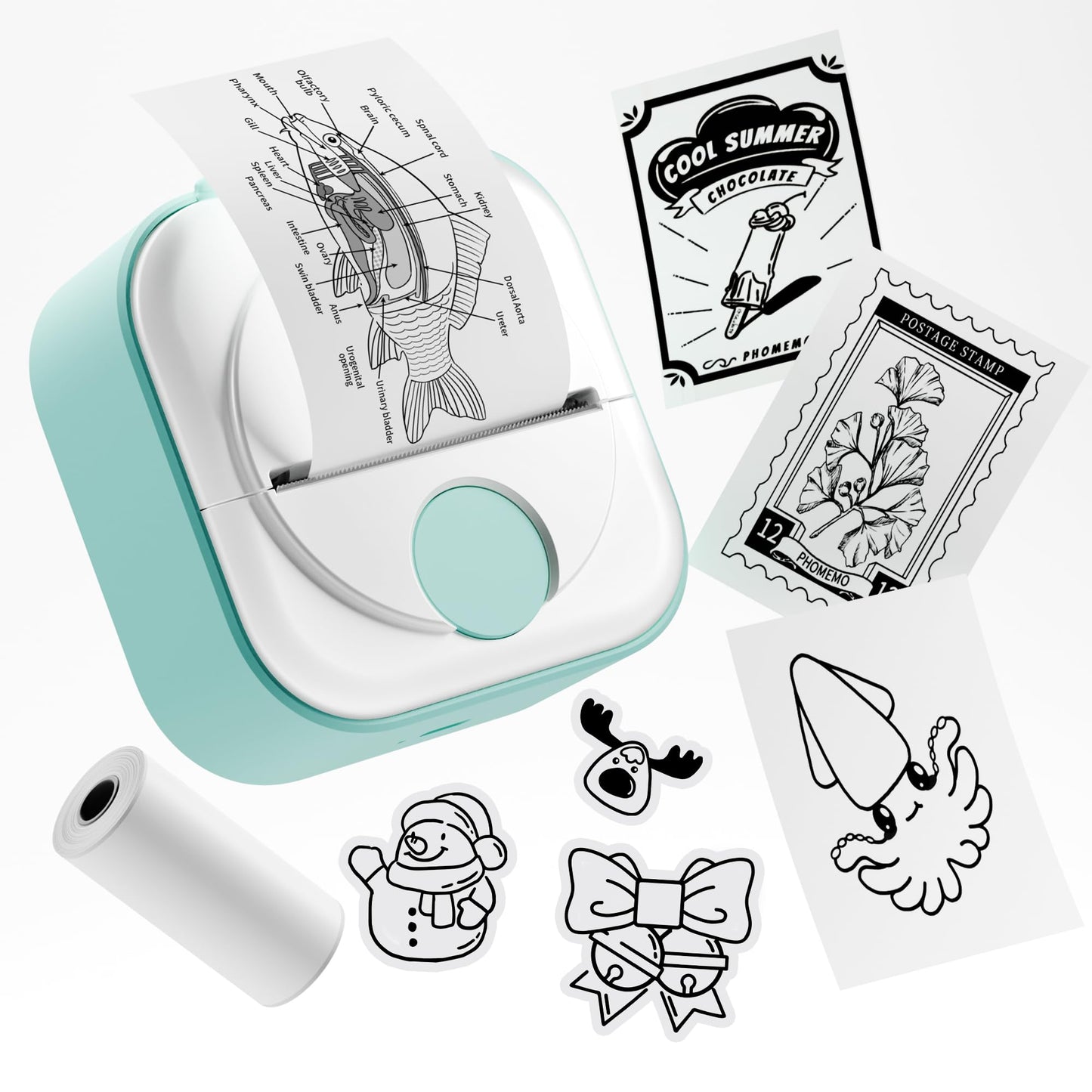Phomemo Q02 Mini Sticker Printer ¡ª Bluetooth Thermal Printer, Sticker Maker Machine for DIY Stickers, Study Notes, Kids Gift, Compatible with Phone & iPad, Green
