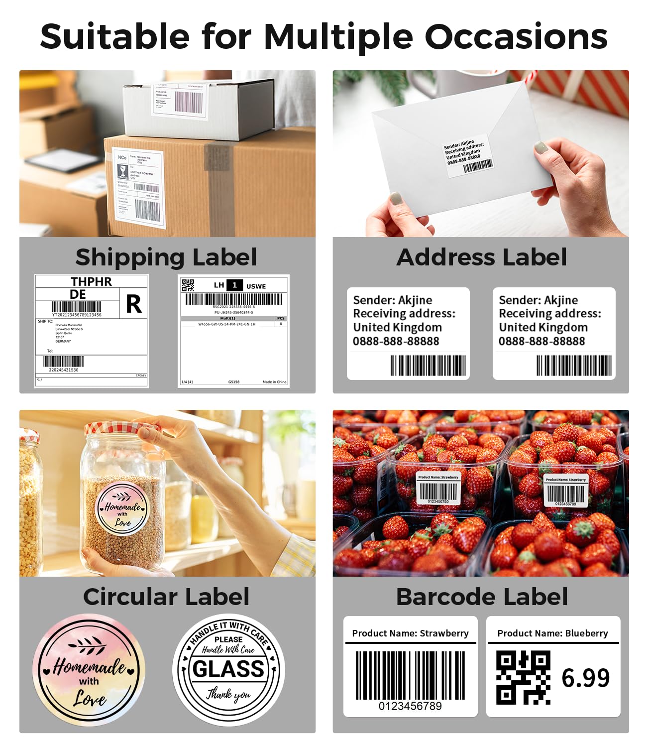 Phomemo 241BT Bluetooth Label Printer, DHL Thermal Printer 4 x 6 Label Printer, Bluetooth Labeling Device Label Printer for Barcode, Amazon, Etsy, Shopify, DHL, FedEx