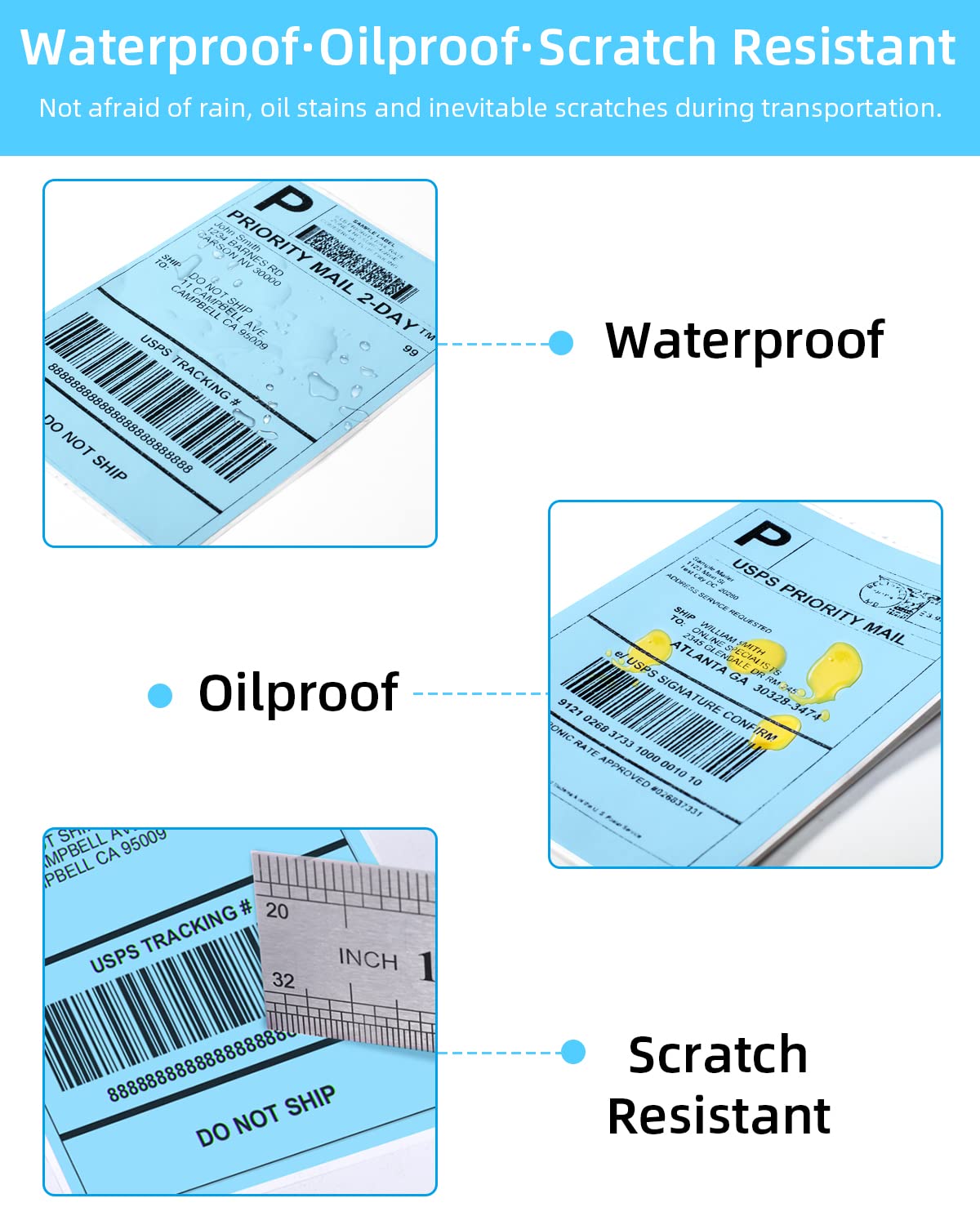Phomemo 10x15 cm (4x6'') thermische printerlabel, thermisch direct verzendlabel, verpakkingslabel, compatibel met Rollo Dymo Phomemo en andere 4x6'' labelprinters, 500 4x6'' fanfold label, blauw