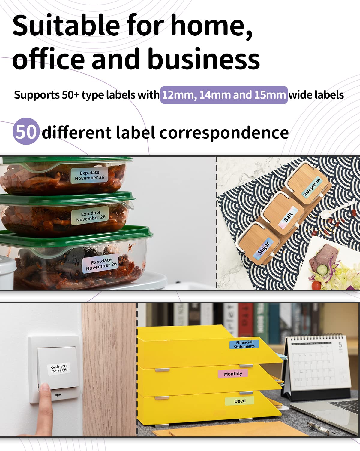 Mini Label Maker-Phomemo D30 Small Label Maker Machine, Bluetooth Label Maker Machine with Tape, for Home Office Organization, Purple