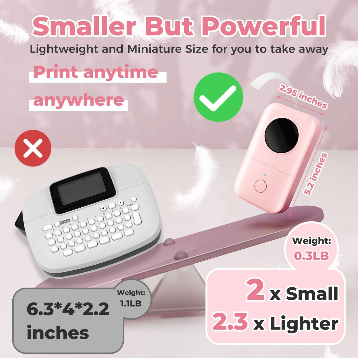 Phomemo D30 Etichettatrice Bluetooth, Mini Etichettatrice Etichette Adesive, Stampante Termica per iOS & Android,Bluetooth Stampante Etichette Autoadesive per La Casa, L'ufficio e la Scuola - Rosa