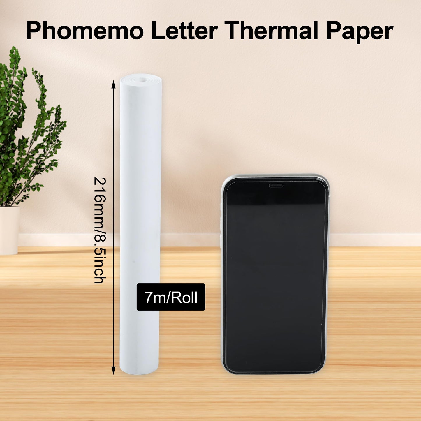 Phomemo US Letter Thermal Paper 4 Rolls, Size 8.5''x 11'', Supports Continuous Printing, M832 Thermal Paper Suitable for Travel, Business, Office, Compatible with M833 M834 M835 Portable Printer