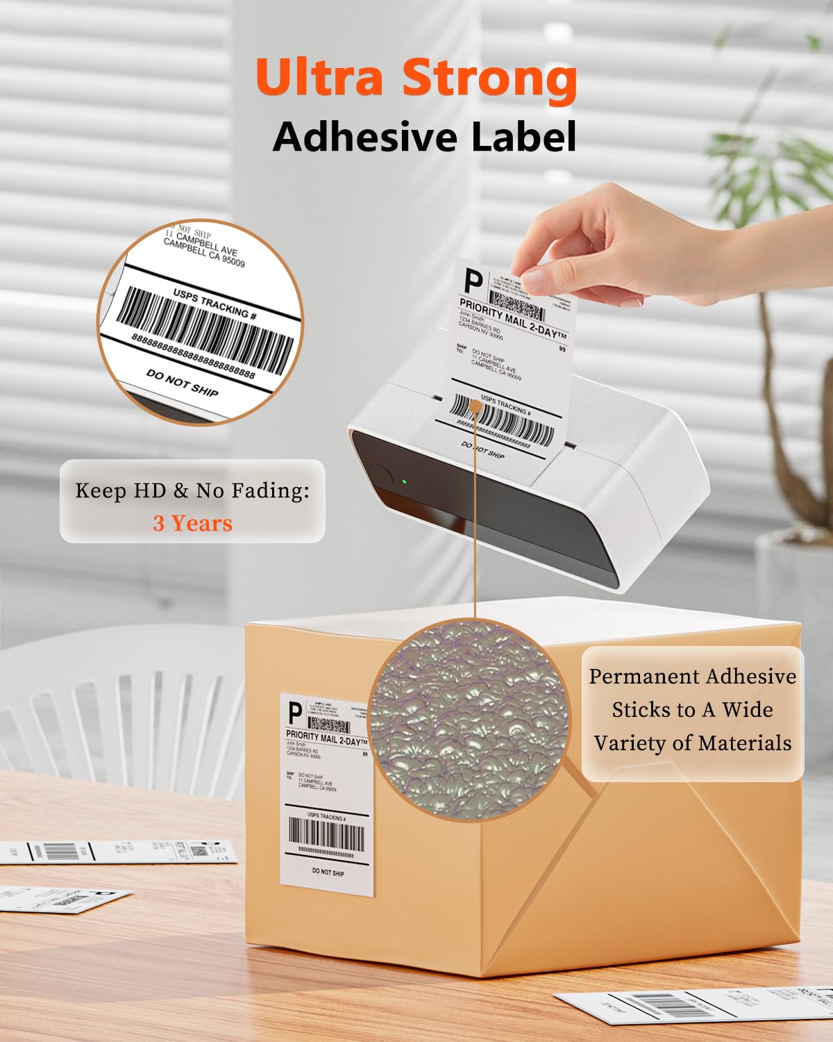 Phomemo 4x6 Thermal Direct Shipping Label, 4''x 6'' Fan-Fold Labels, Compatible with Rollo, MUNBYN, Zebra, Fargo Label Printer, 1 Pack of 500 Labels