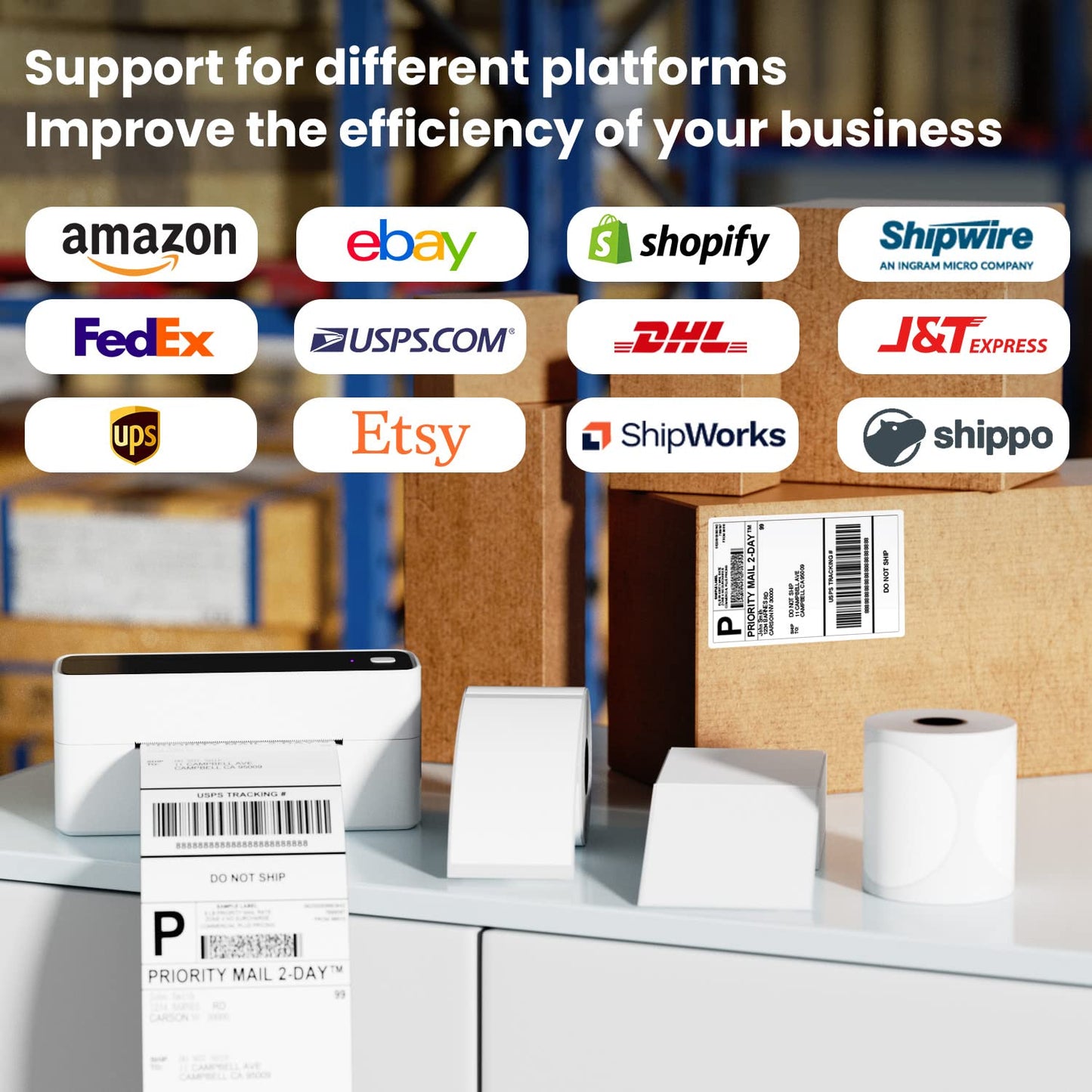 Phomemo Bluetooth Thermal Label Printer 4x6, Wireless Shipping Label Printer Machine for Shipping Packages, Address, Small Business, Compatible with Royal Mail, eBay, Esty, Shopify, Amazon