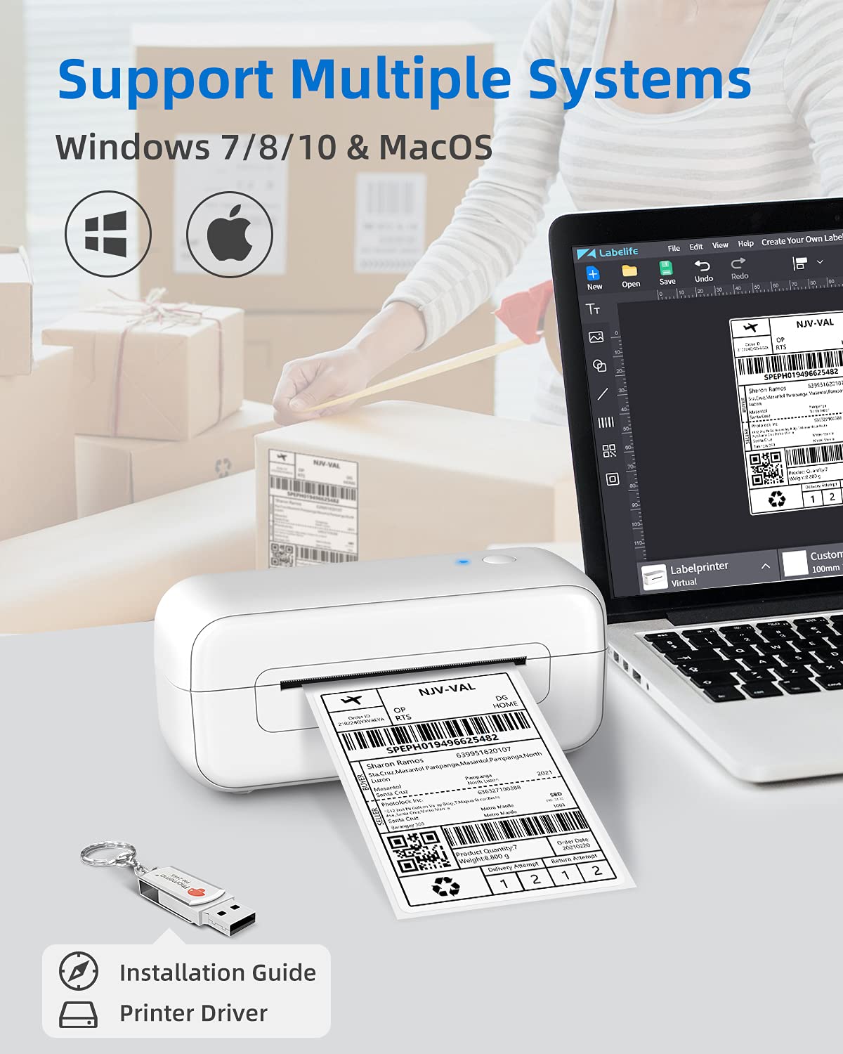 Thermal Shipping Label Printer-4x6 Label Printer for Shipping Package & Small Business, Label Printer for ChromeOS, Mac, Windows, Phone, Super Easily