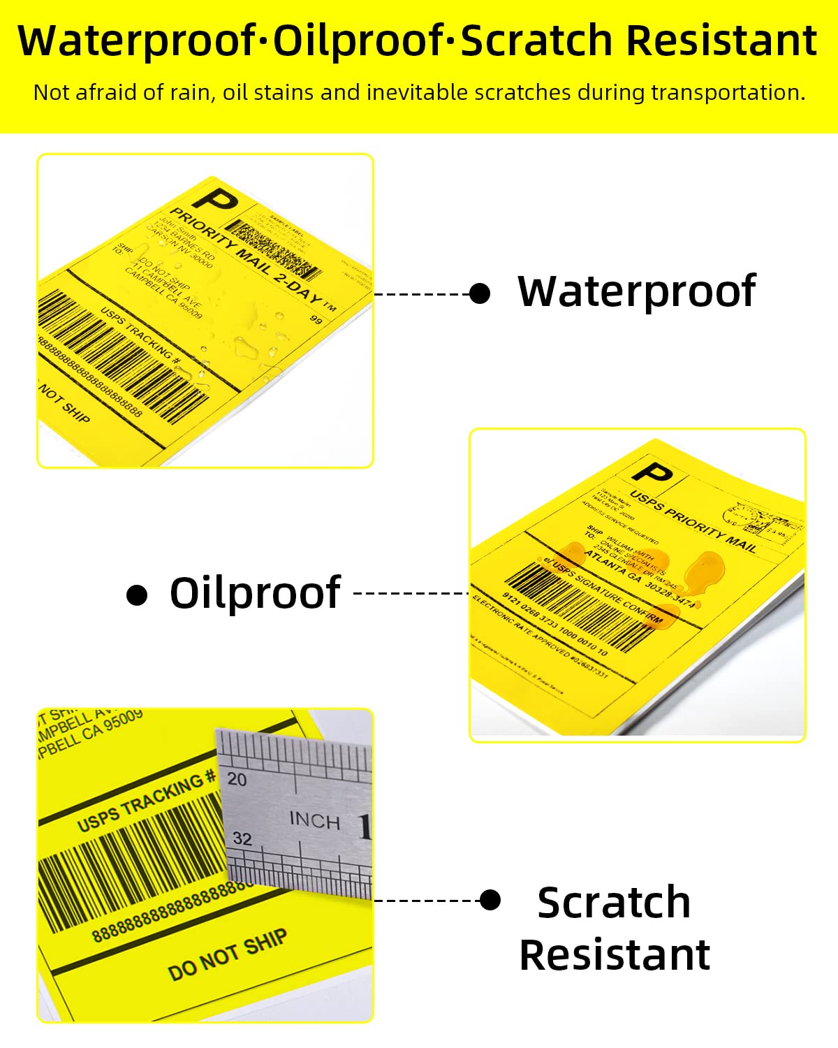 Phomemo 10x15 cm (4x6'') thermische printerlabel, thermisch direct verzendlabel, verpakkingslabel, compatibel met Rollo Dymo Phomemo en andere 4x6'' labelprinters, 500 4x6'' fanfold label, geel