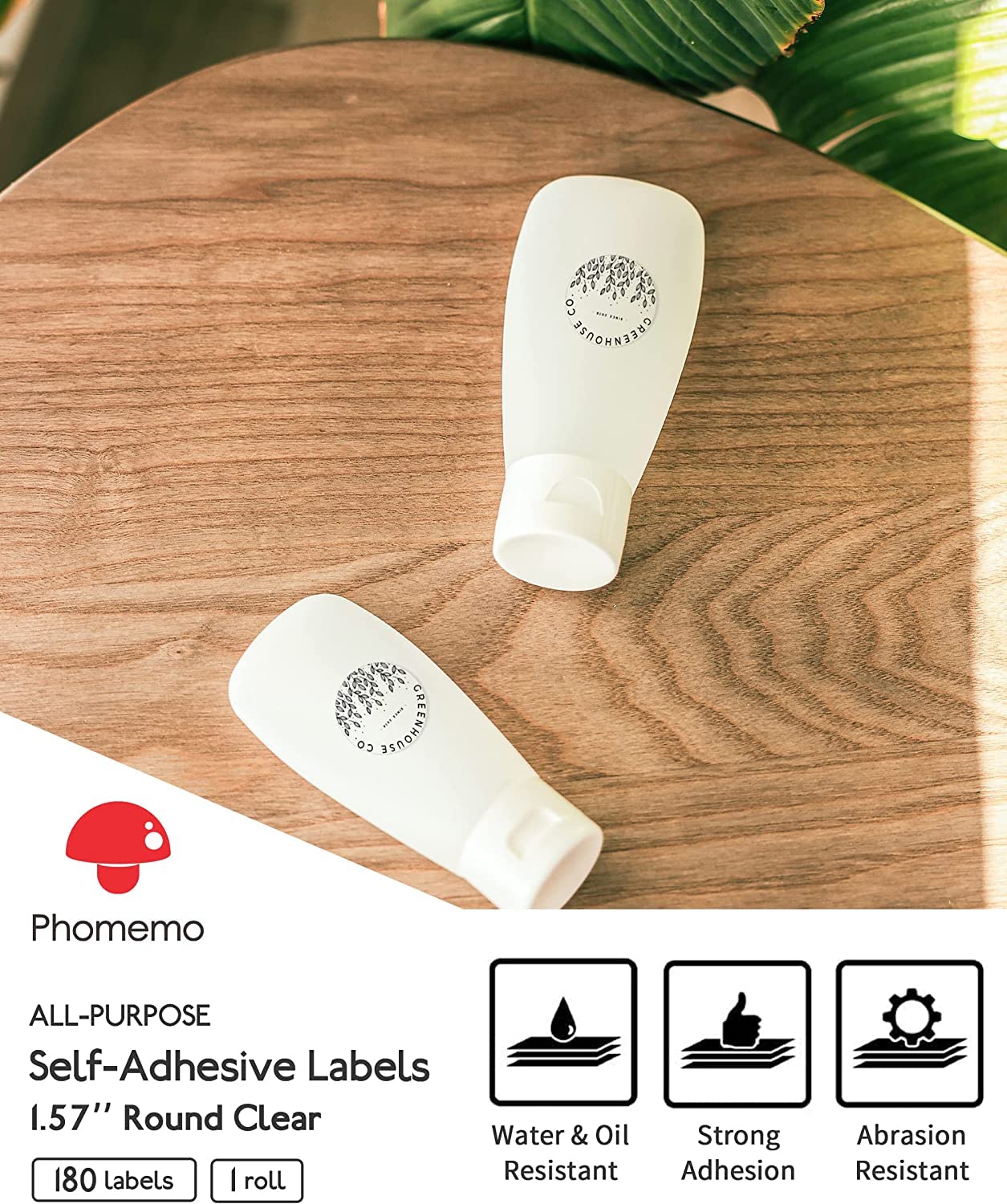 Phomemo Naklejka z logo, 5 cm, okr?g?y, przezroczysty, samoprzylepny, bezpo?redni papier do etykiet Phomemo M110, M120, M220, M220, u?ywany do drukowania logo, oznaczania artyku?¨®w gospodarstwa domowego