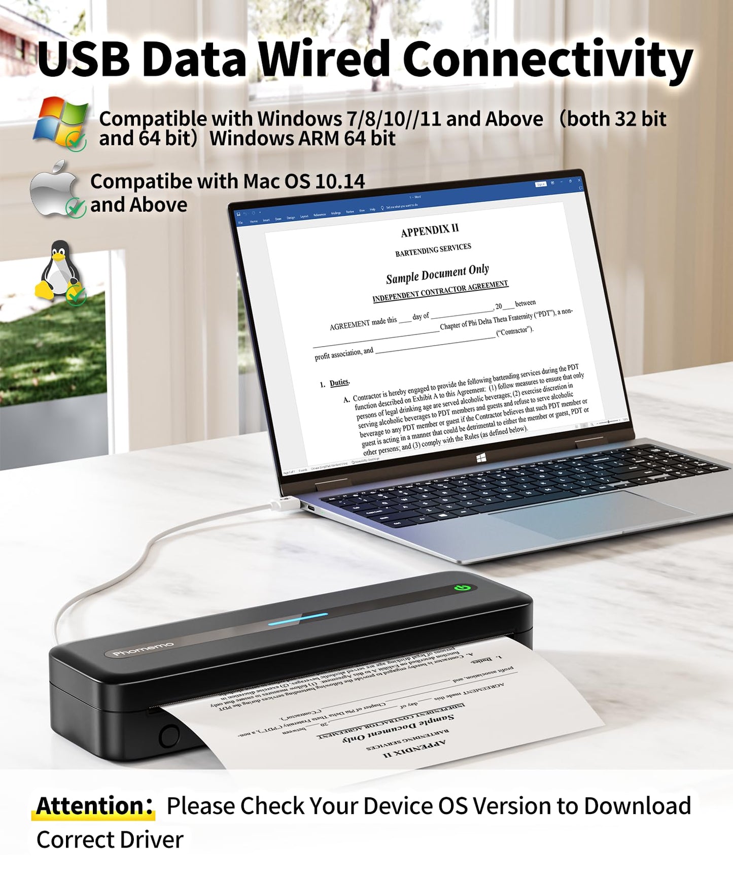Phomemo New Released Portable Inkless Printer, M832 Bluetooth Thermal Printer Supports 8.5'' x 11'' US Letter Size, Wireless Stencil Printer for Business, Office, Home, Compatible with Phone & Laptop