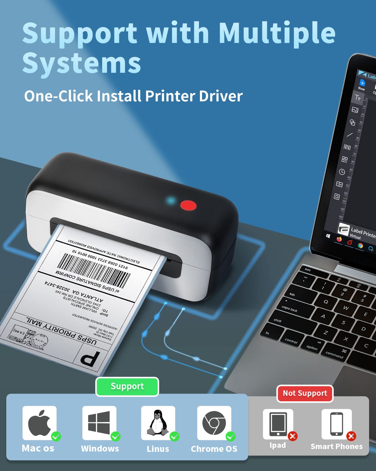 Phomemo Neue PM246S Etikettendrucker, DHL thermodrucker f¨¹r Mac/PC, Versandetiketten drucker Labeldrucker Selbstklebend Etiketten drucker f¨¹r Amazon, Etsy, Shopify, Royal Mail, DHL, FedEx¡