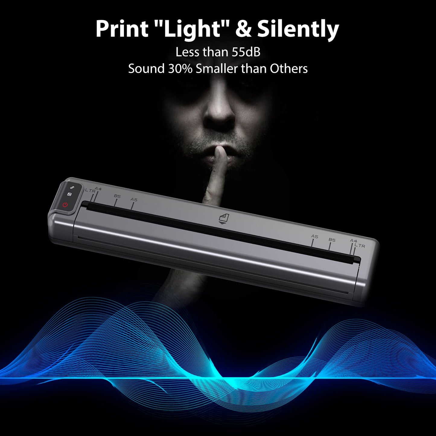 Phomemo Ultra-Light Q302 Portable Printer, Wireless Inkless Thermal Printer, WiFi Bluetooth Printer for US Letter/A4/A5/B5 Thermal Paper, Compact Printer, Compatible with Android iOS Phone & Laptop