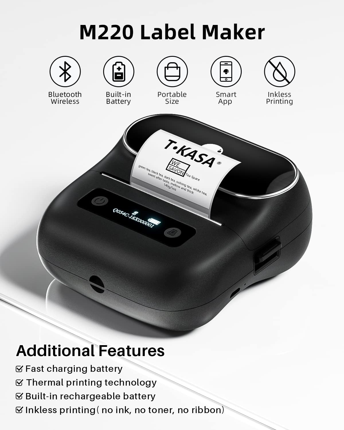Phomemo Portable Thermal Bluetooth Label Makers - Wireless Thermal Label Printer for Address, Labeling, Mailing, File Folder Label, Office Supplies Organizing, Easy to Use, with 3 Label