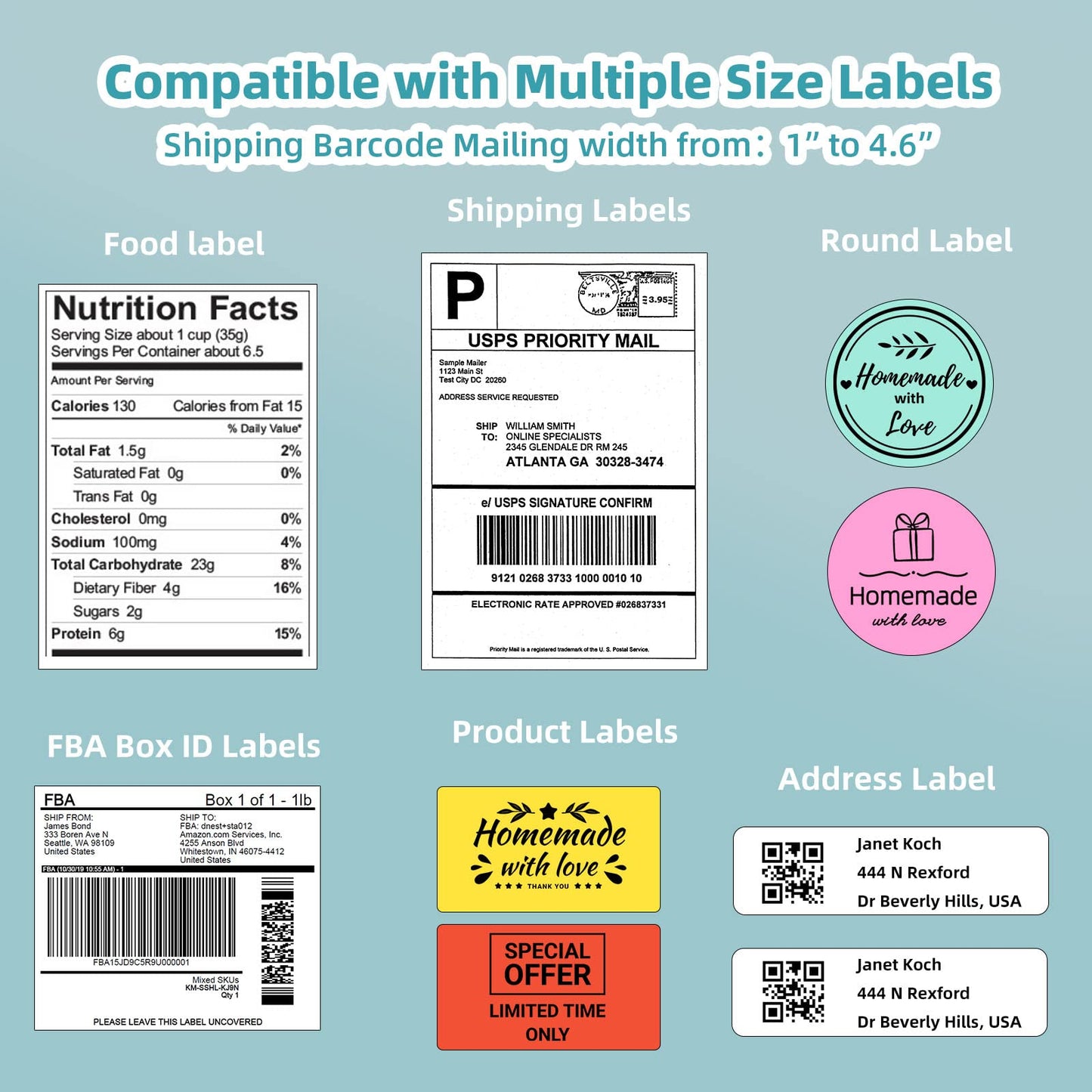 Thermal Label Printer, USB Shipping Label Printer 4x6, Commercial Direct Desktop Label Printer for Small Busines, Compatible with Amazon, Ebay, Shopify, Etsy, UPS, USPS, FedEx, DHL (Green)