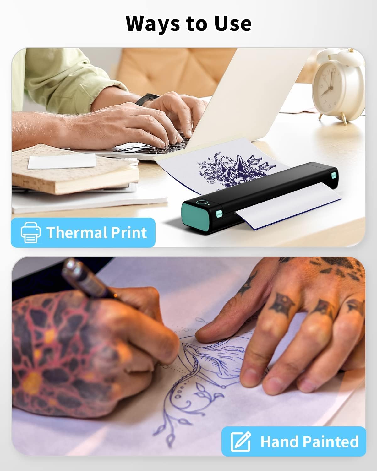 Phomemo 150 Sheets Tattoo Transfer Paper, Compatible with M08F/TP81/TP83 Printer & Tattoo Supplies, A4 Size Tattoo Stencil Paper for Tattooing