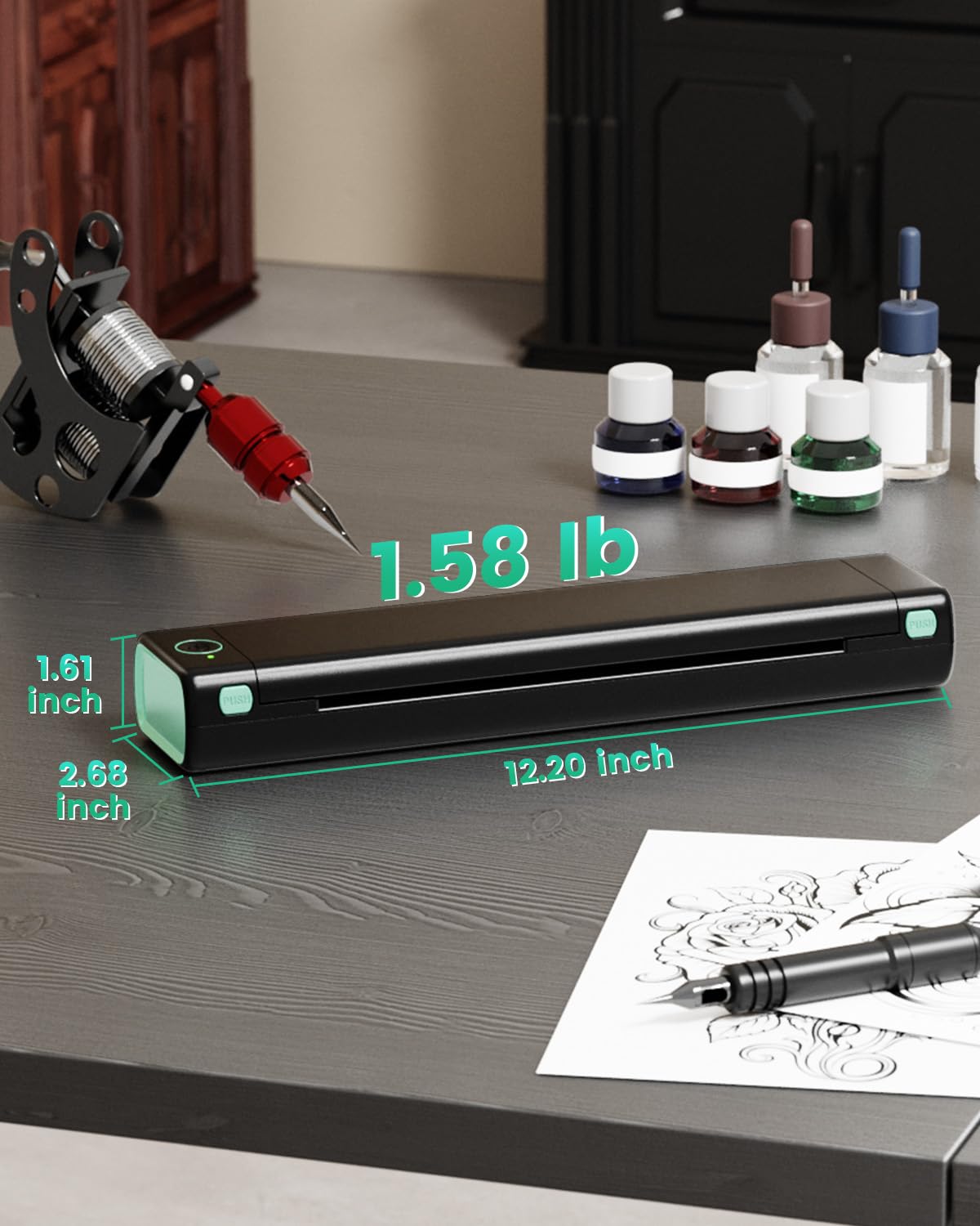 Bluetooth Tattoo Stencil Printer, Phomemo M08F Wireless Tattoo Stencil Printer for Tattooing, Thermal Printer Tattoo Kit with 10PCS Transfer Paper, Compatible with Smartphone Tablet PC
