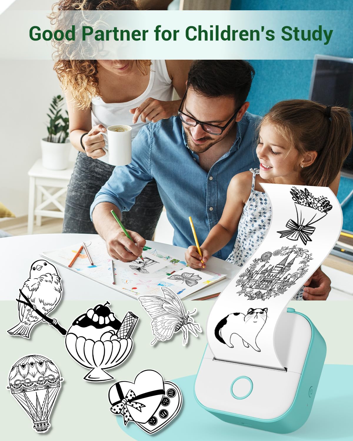 Phomemo Mini Printers,T02 Photo Printer,Mini Portable Wireless Sticker Printer for Kids Children's Day Birthday,Pocket Inkless Bluetooth Printer for Study,Note,Memo,Picture,Journals,Gift,Doodle Dash