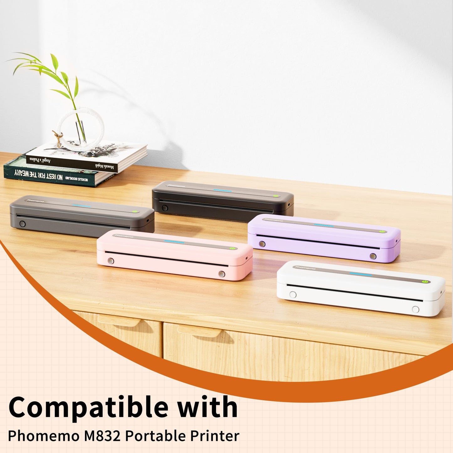 4 Rolls Phomemo M832 Portable Printer Thermal Paper, A4 Paper, Advance Thermal Printing, Thermal Roll Paper Compatible with M08F M832 Portable Printer