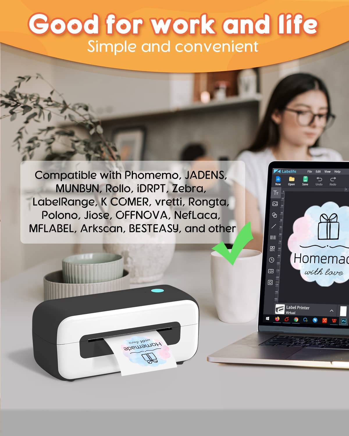 Phomemo 2'' etichette termiche ondulate, autoadesivi adesivi per fiori adesivi adesivi adesivi per carta di ringraziamento, logo, nome, prezzo, indirizzo, codice QR, 500 etichette, gradiente blu-rosa
