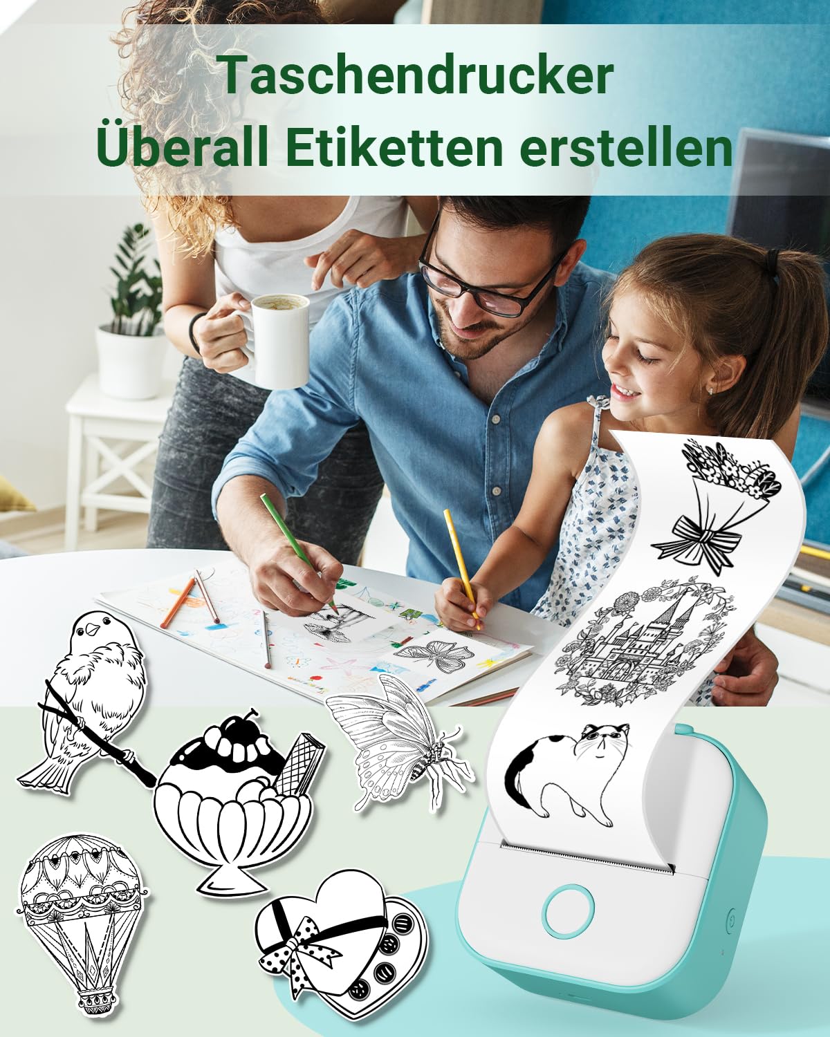 Phomemo Mini-fotoprinter, T02 sticker, thermische printer voor smartphone, mobiele telefoon, thermische printer, klein, sticker, bluetooth-printer voor dagboek, cadeau, scrapbook, fotoboek, decoratie,