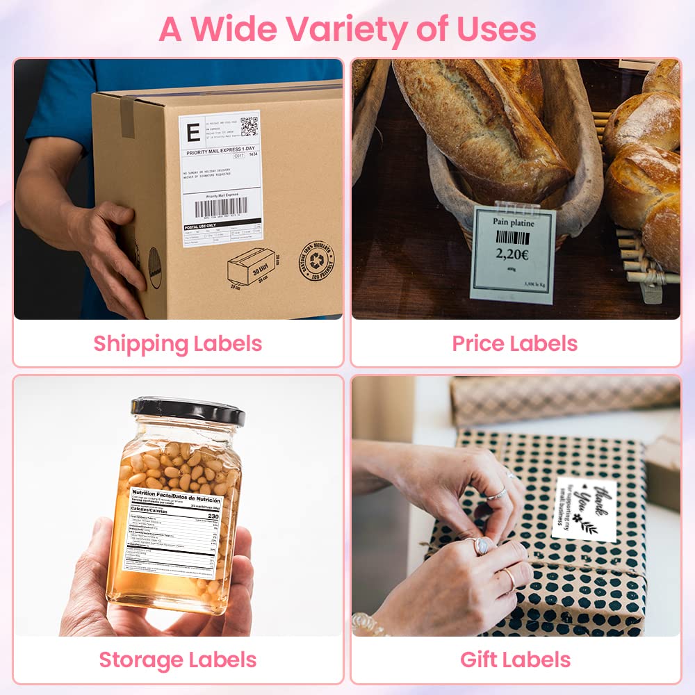 Phomemo Bluetooth Thermal Label Printer, Wireless Shipping Label Printer 4X6, Pink Barcode Label Printer for Small Business, Compatible with iPhone, Android, Amazon, Canada Post, Ebay, Shopify, UPSP