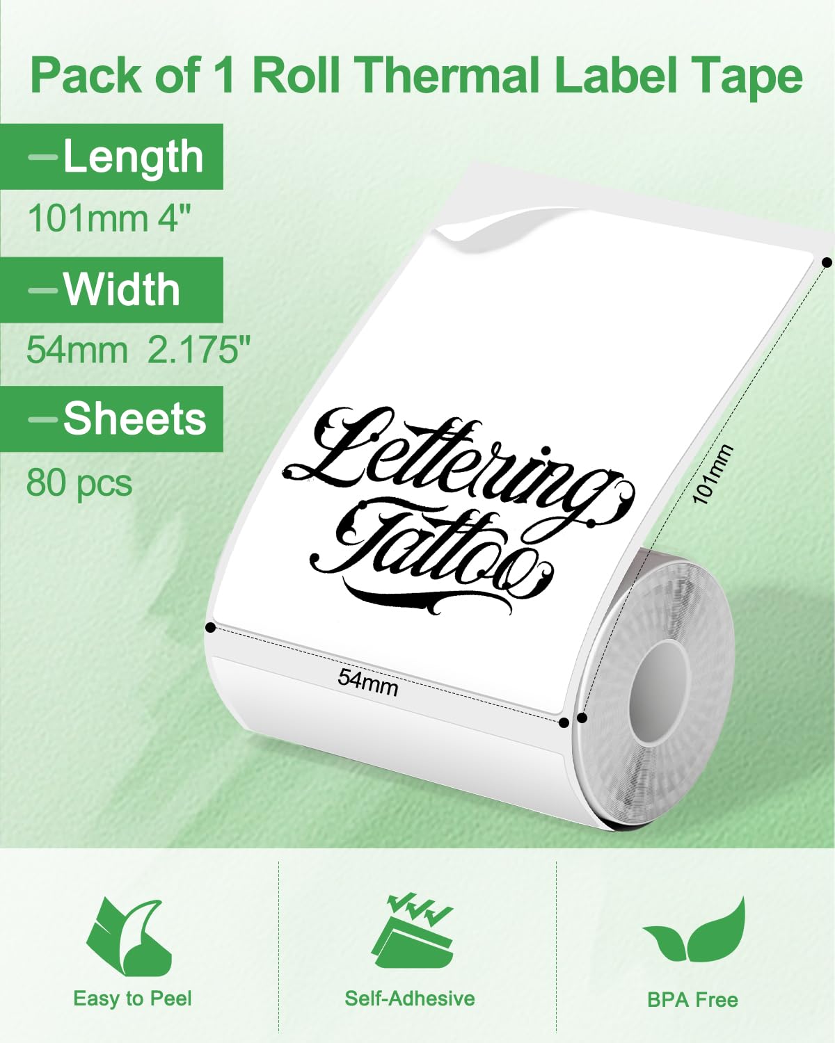 Phomemo Thermo-Etiketten Druckerpapier, Selbstklebende Große Versandetiketten/Namensschilder | 54mmx101mm (2'' x 4'') | 80 Etiketten/Rolle Kompatibel mit Phomemo M220/M200/M221 Etikettendrucker