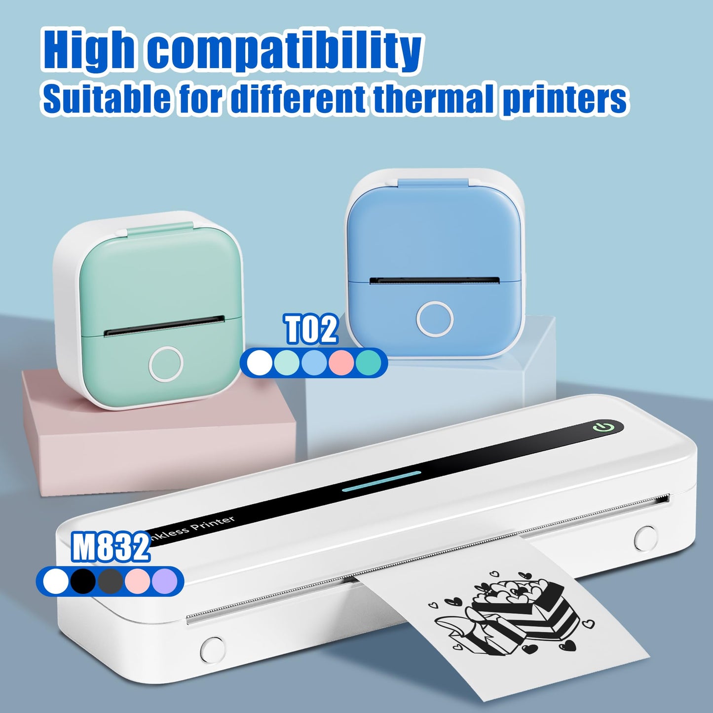 Phomemo Printer White Adhesive Thermal Sticker Paper, 50mm x 3.5m Compatible With Phomemo Q02/T02/M832/M02/M02 Pro/M02S/M04S Thermal Printer, Black on White, Keep for 2 Years, 3 Rolls