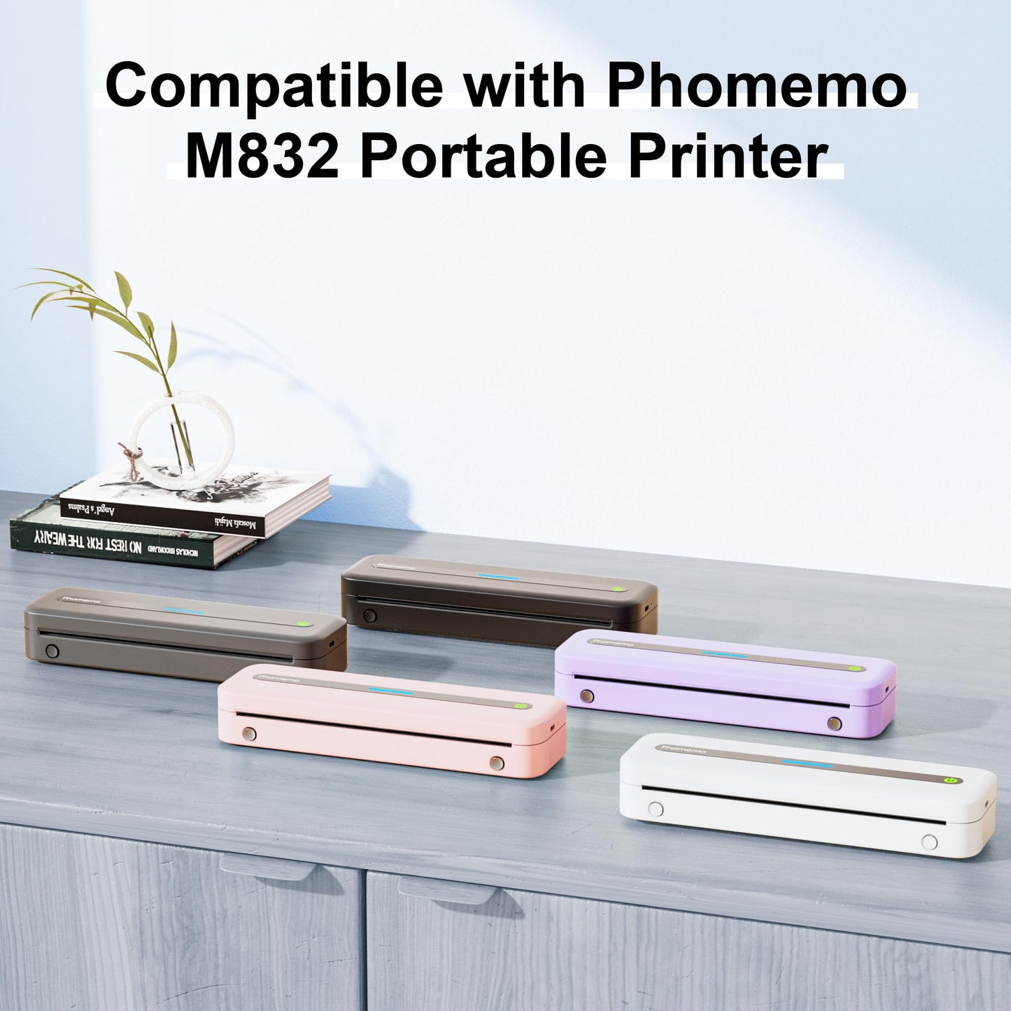 2 Rolls Phomemo US Letter Thermal Paper,8.5''x 11'', Advanced Thermal Printing, M832 BPA Free Thermal Paper, Suitable for Travel,Business,Office, Compatible with M832 M833 M834 M835 Portable Printer