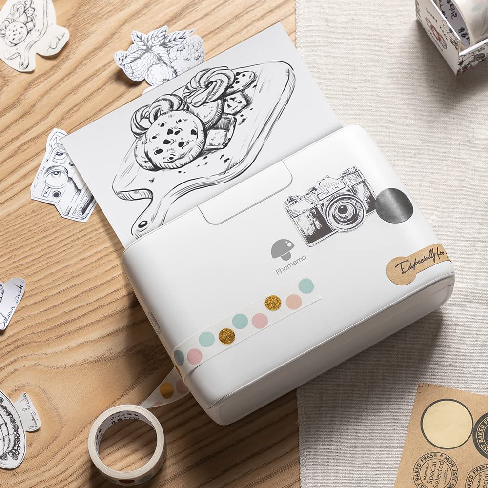 Phomemo 110mm nicht klebendes wei?es Thermopapier f¨¹r M04S/M04AS/M832/M833/M834 Drucker, 110mm x 6.5m, 10 Jahre Konservierung,Schwarz auf Wei?, f¨¹r Aufkleber,Tagebuch,Texte, Studiennotizen, 3 Rollen