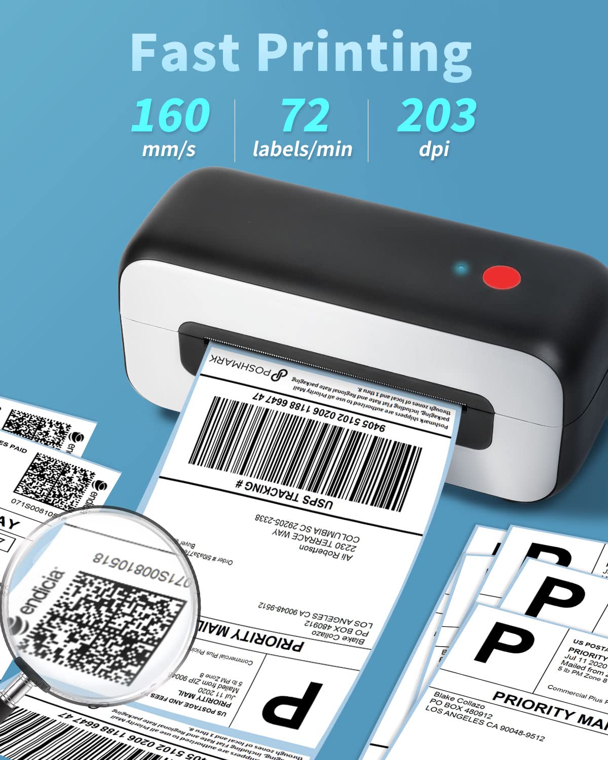 Phomemo Neue PM246S Etikettendrucker, DHL thermodrucker f¨¹r Mac/PC, Versandetiketten drucker Labeldrucker Selbstklebend Etiketten drucker f¨¹r Amazon, Etsy, Shopify, Royal Mail, DHL, FedEx¡