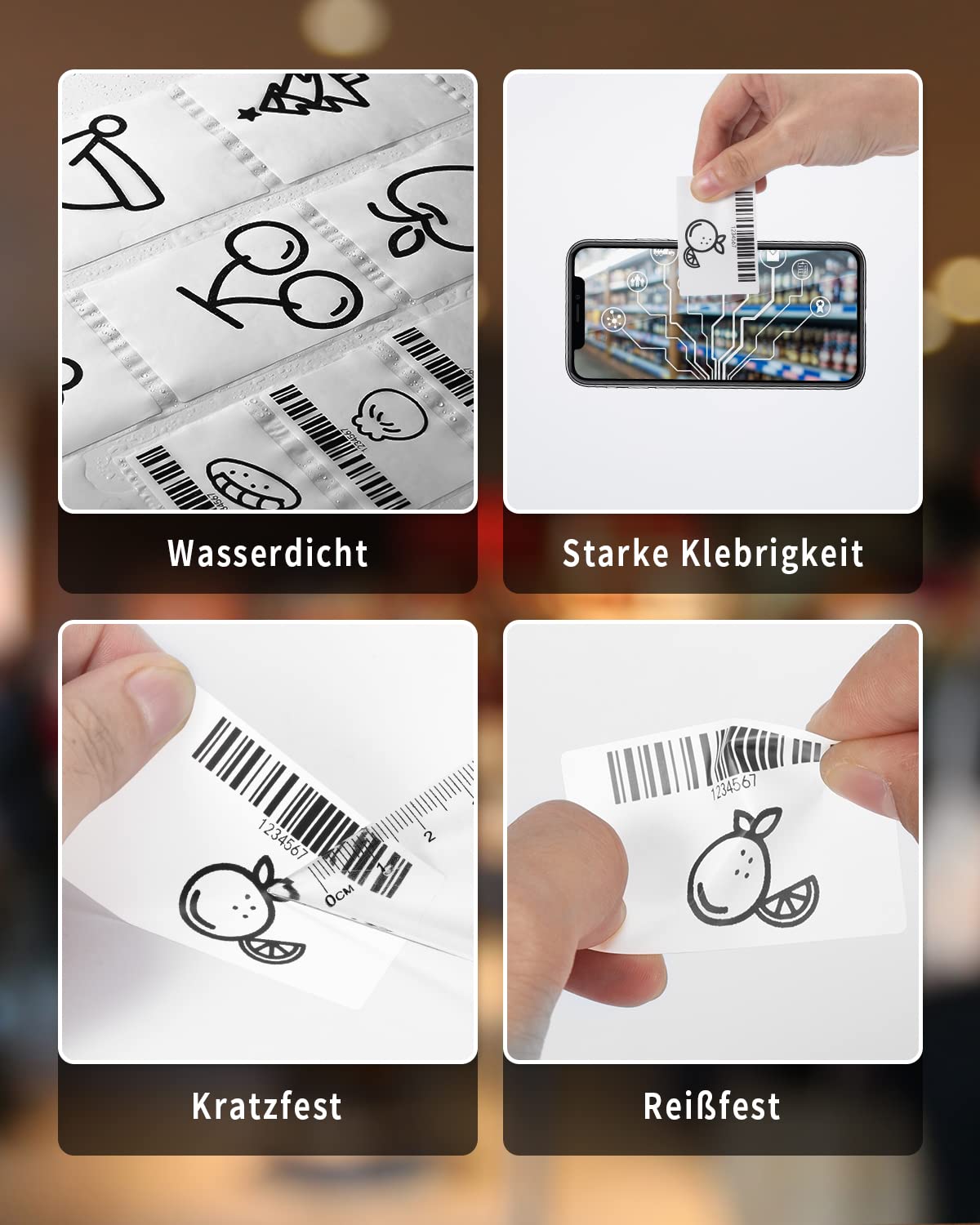 Phomemo printer labels for M120 M220 M110 M200 M221 Label Printer, Versatile Barcode, Food Clothes, Name, Address Labels, 3 Rolls 50x80mm, 100 Labels/Roll