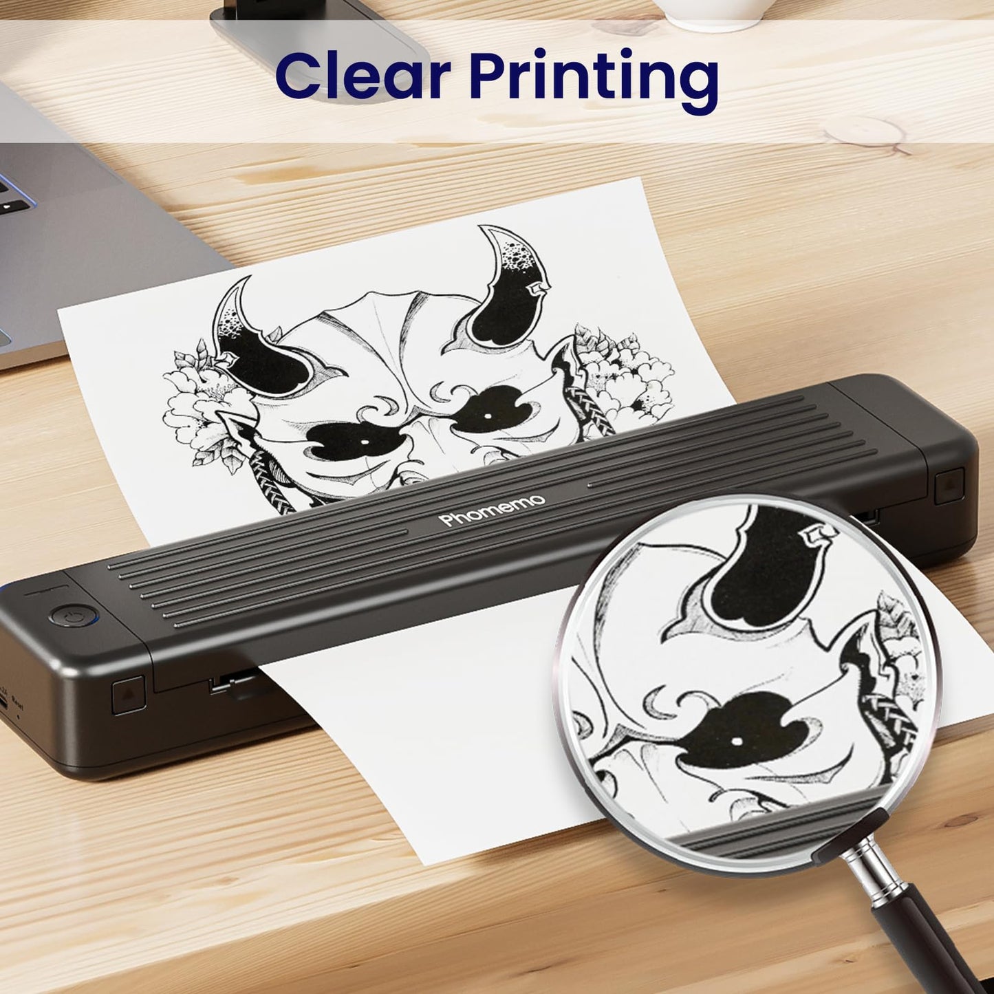 Phomemo A4 Imprimante Papier, Papier thermique blanc à séchage rapide pour imprimante thermique portable A4 M08F/P831/M832/M833/M834/M835, 8.27'' x 11.69''(210mm x 297mm), 100 feuilles/boîte