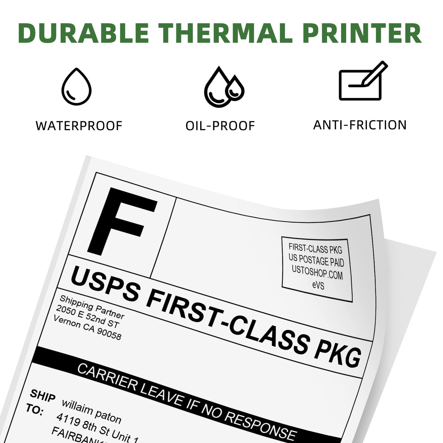 Phomemo 4x6 Thermal Label Printer Paper - 100 PCS White 4''x6'' Fan-Fold Labels Shipping Supplies Labels - Permanent Adhesive Thermal Shipping Label for Shipping Packages - Water/Oilproof Mailing Labels