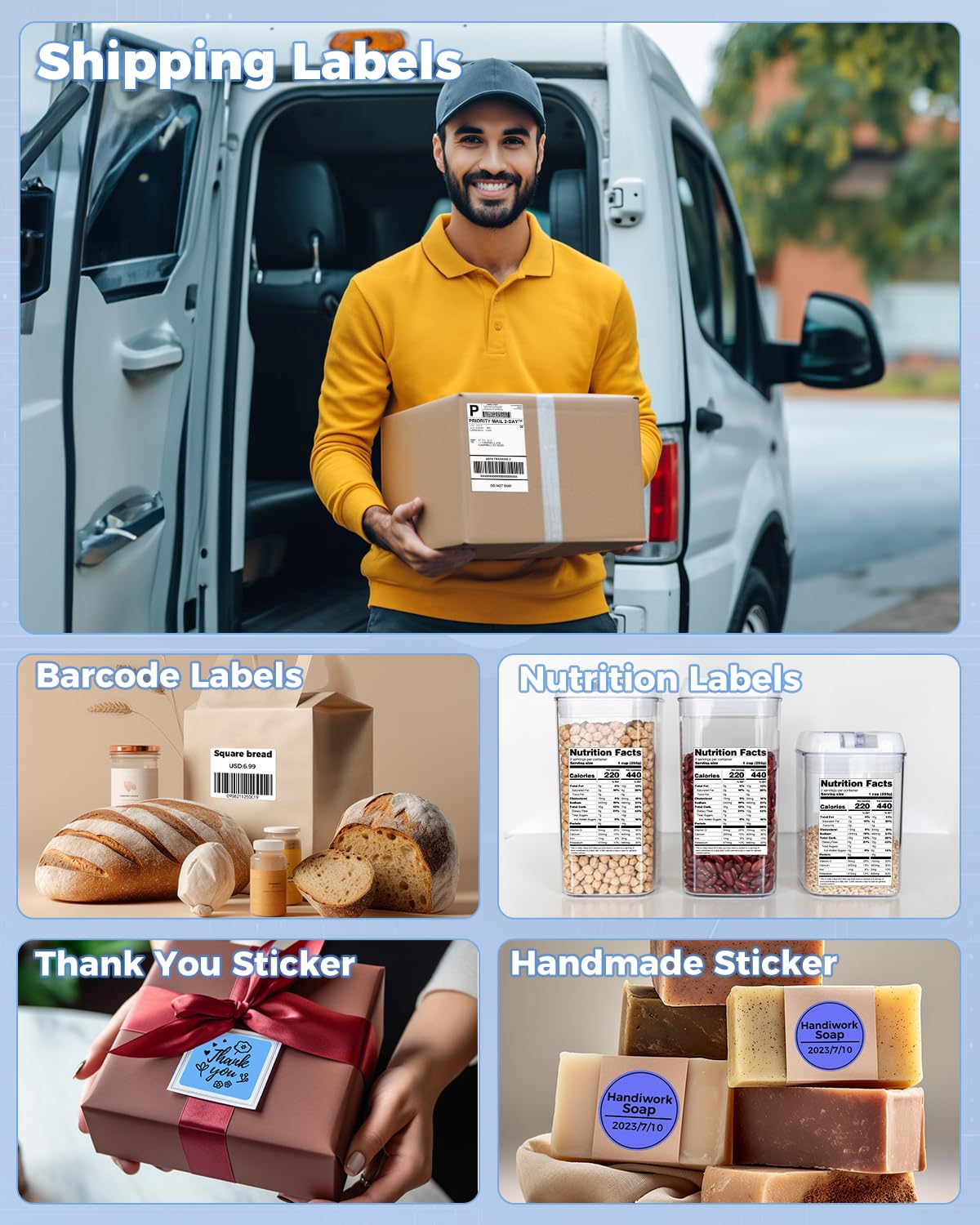 Phomemo Bluetooth Thermo-Etikettendrucker,D520BT USB Versand-Etikettendrucker 4x6,Kabelloser Thermodrucker für Pakete,Porto,Adresse,Logo,Kompatibel mit Ebay,Etsy,Amazon,Shopify,etc(All-Black